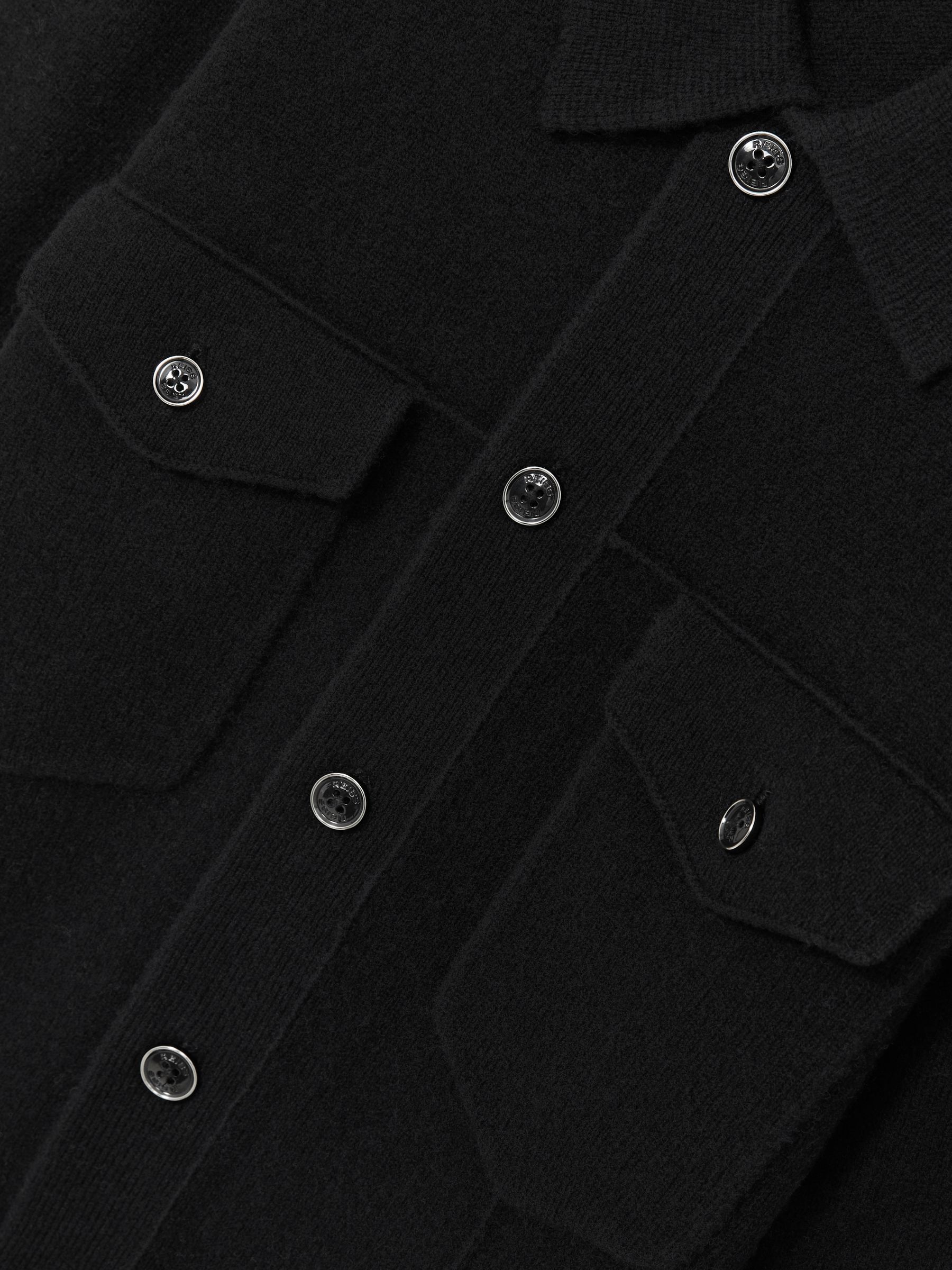 Wool Button Through Knitted Jacket in Black - Image 6 of 6