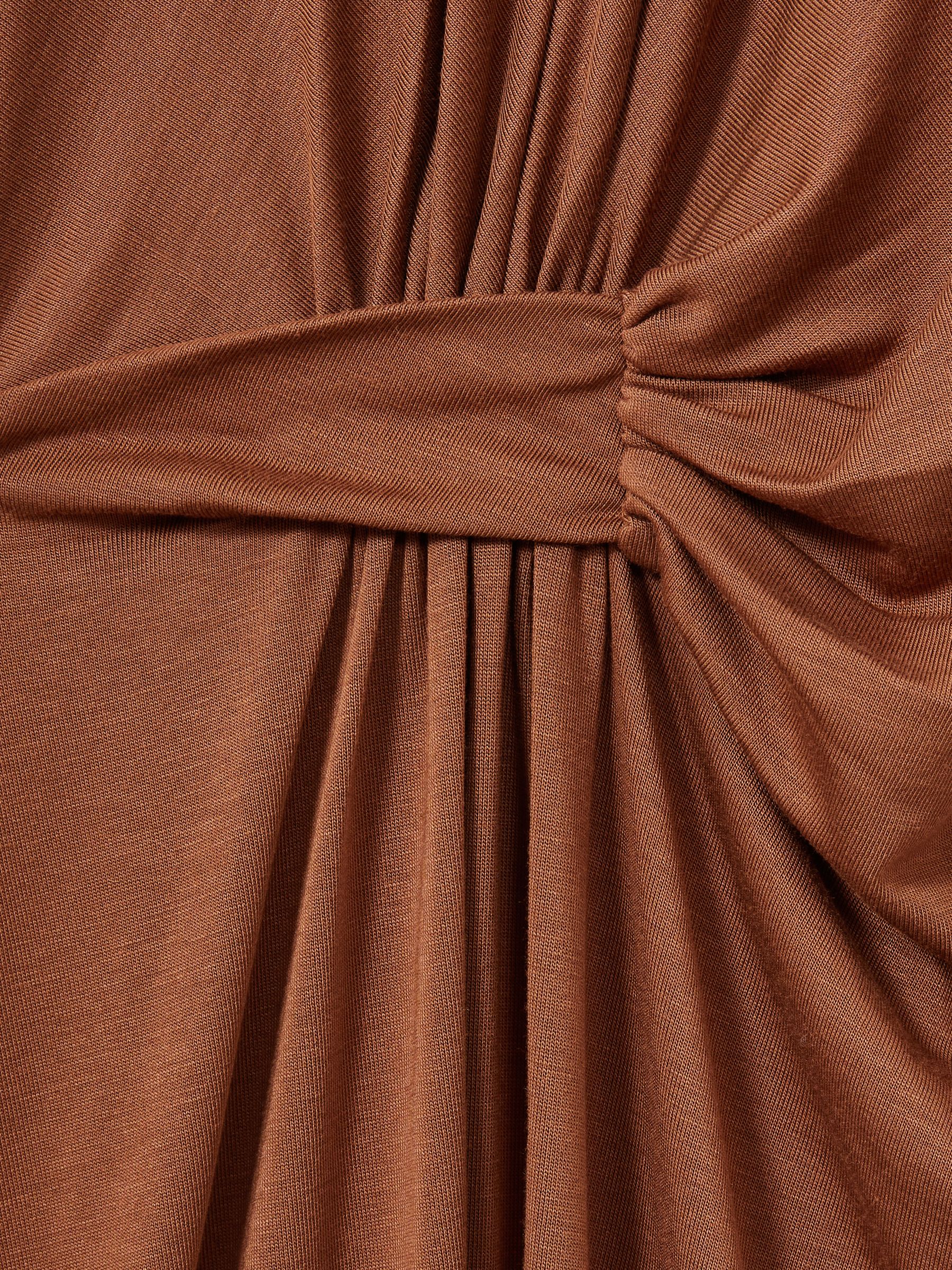 Petite Draped Jersey Midi Dress in Camel - Image 5 of 6