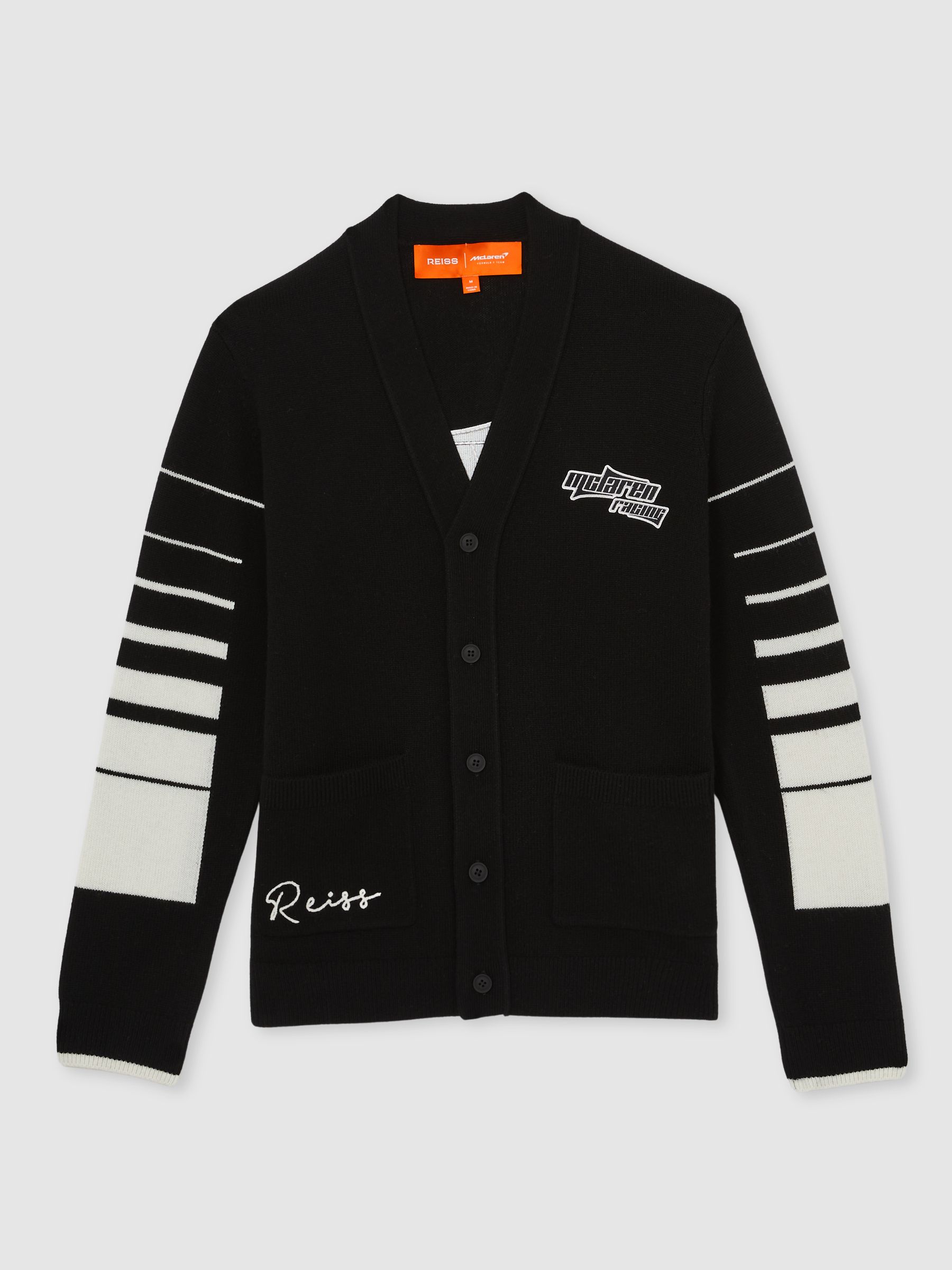 McLaren F1 Team Varsity Wool-Cashmere Cardigan in Black - Image 2 of 9