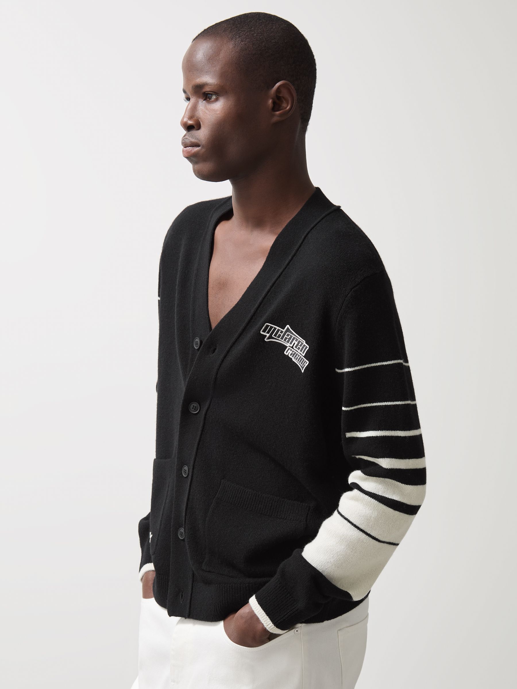 McLaren F1 Team Varsity Wool-Cashmere Cardigan in Black - Image 3 of 9