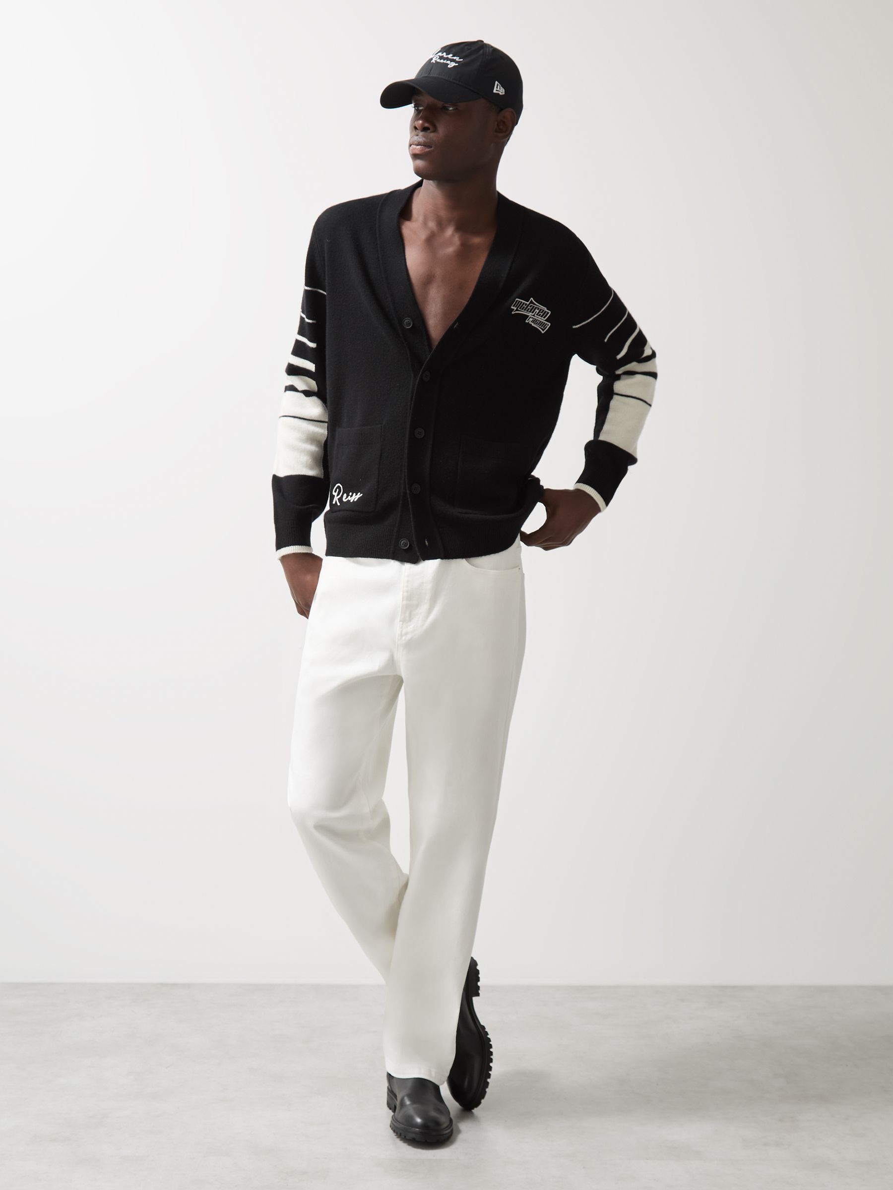 McLaren F1 Team Varsity Wool-Cashmere Cardigan in Black - Image 4 of 9
