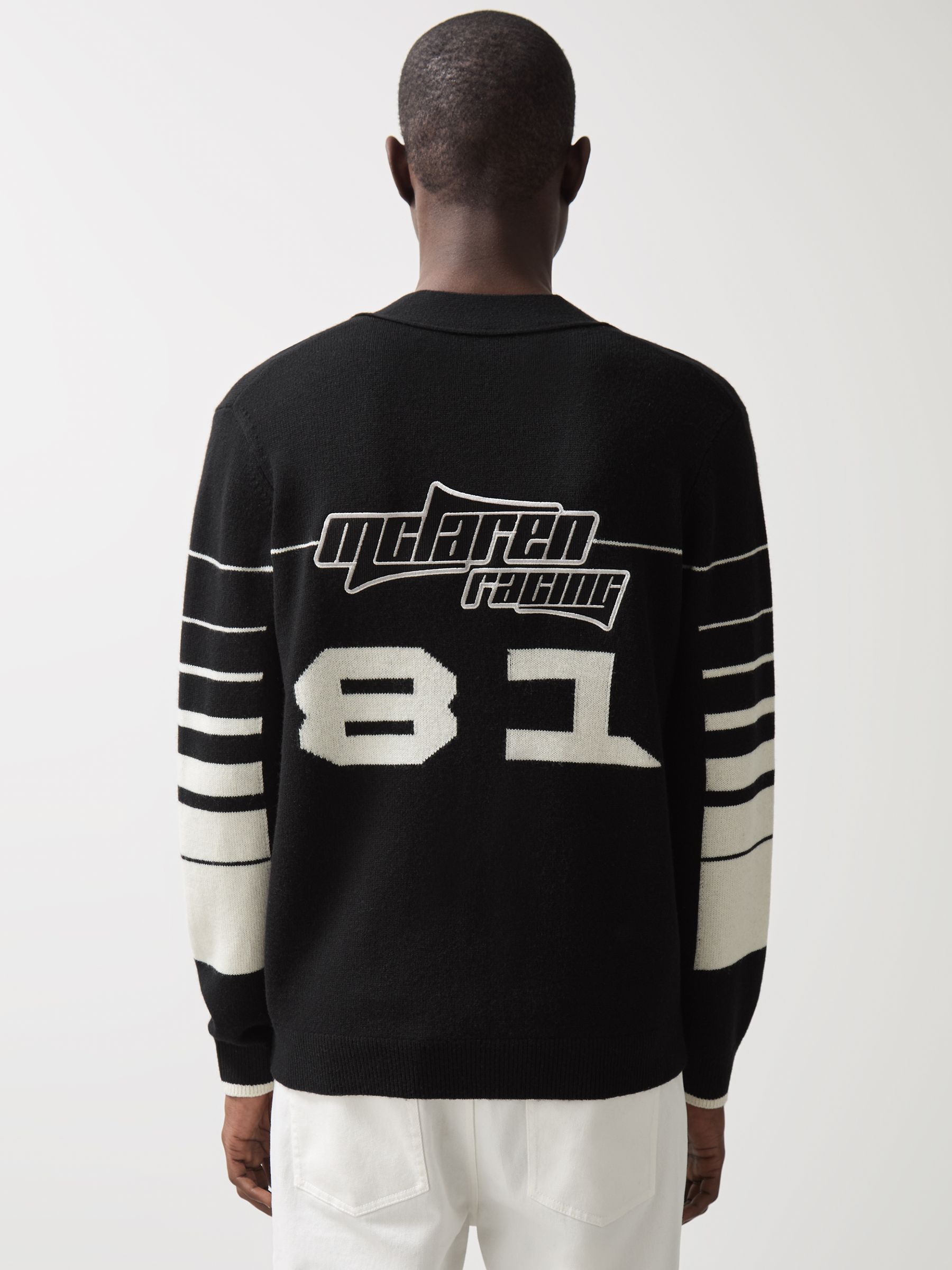 McLaren F1 Team Varsity Wool-Cashmere Cardigan in Black - Image 5 of 9