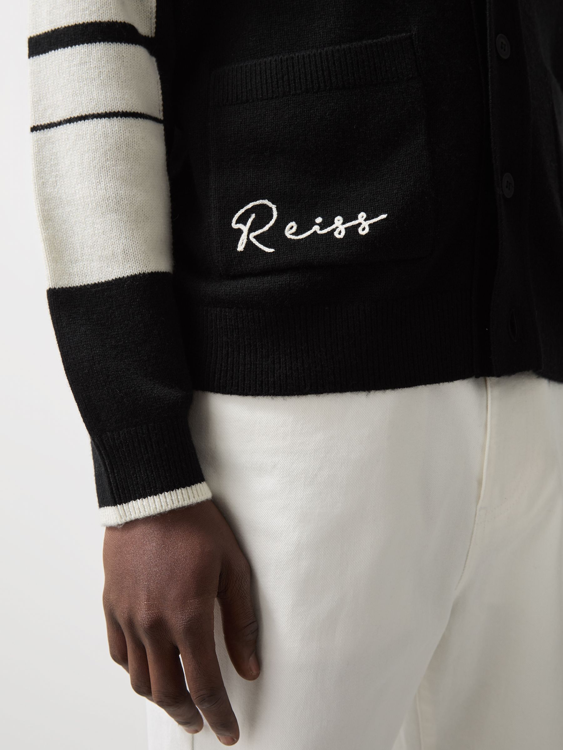 McLaren F1 Team Varsity Wool-Cashmere Cardigan in Black - Image 6 of 9