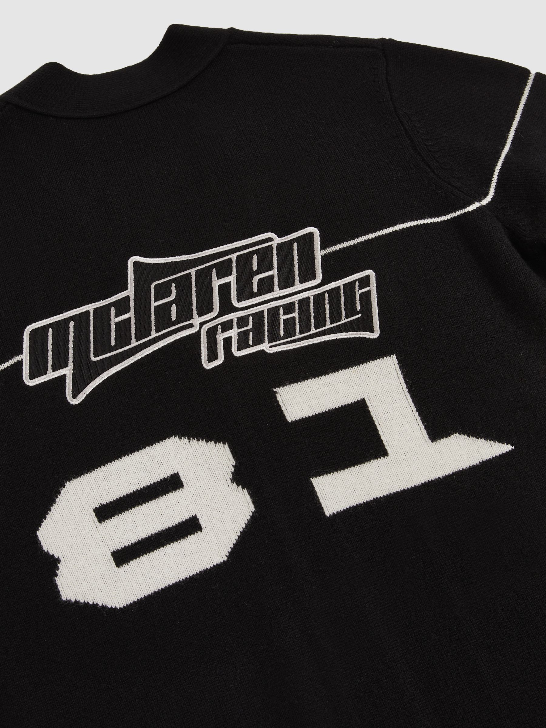 McLaren F1 Team Varsity Wool-Cashmere Cardigan in Black - Image 9 of 9