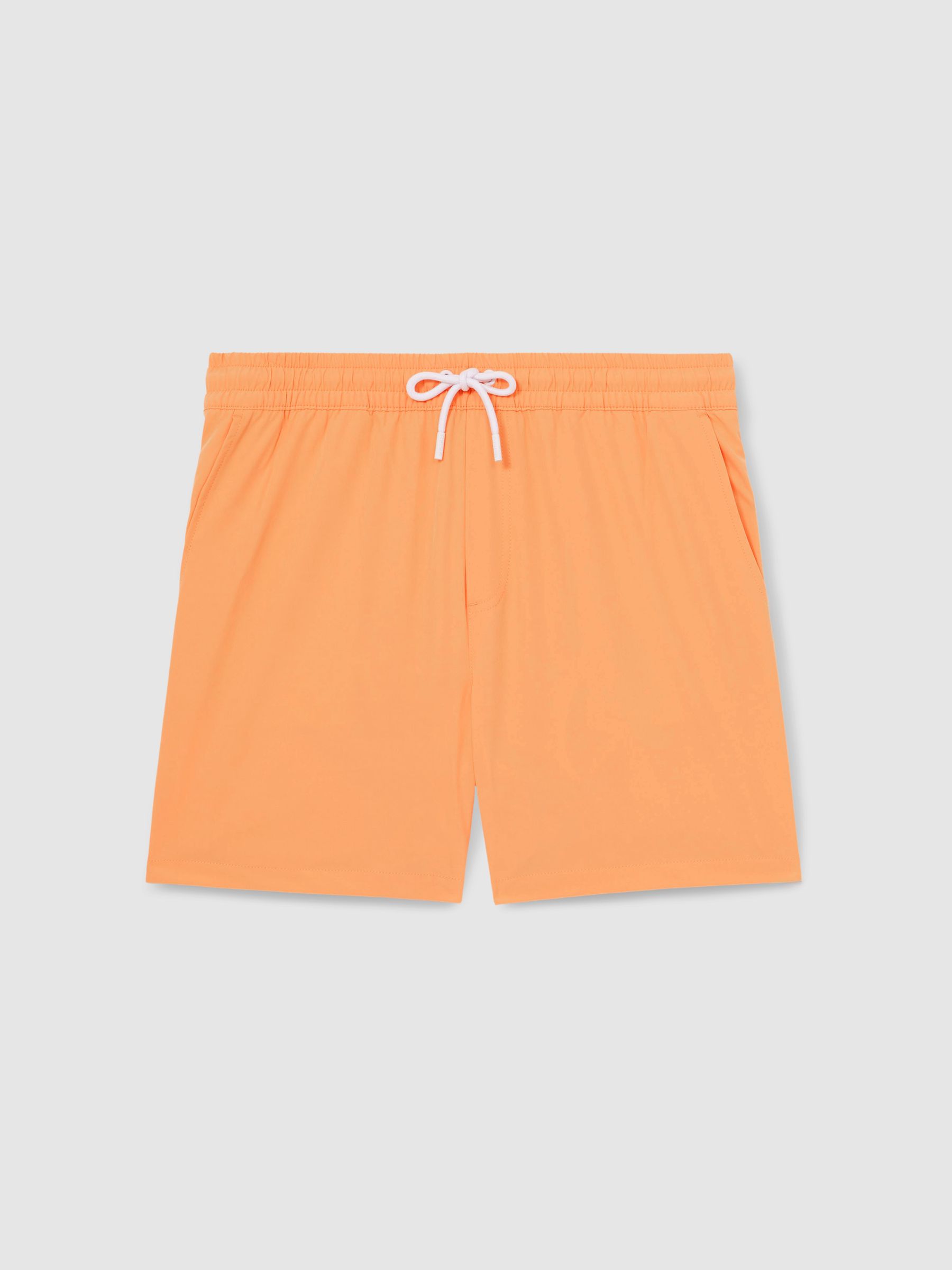 Drawstring Swim Shorts in Coral Orange - Image 2 of 5
