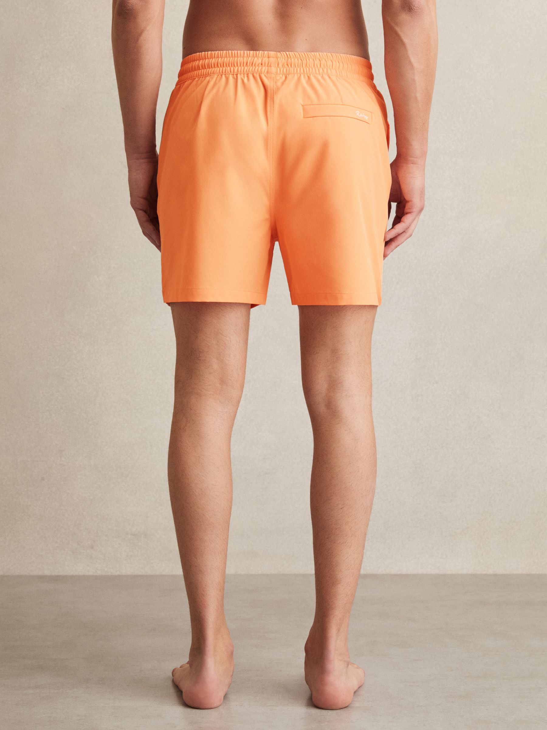 Drawstring Swim Shorts in Coral Orange - Image 4 of 5