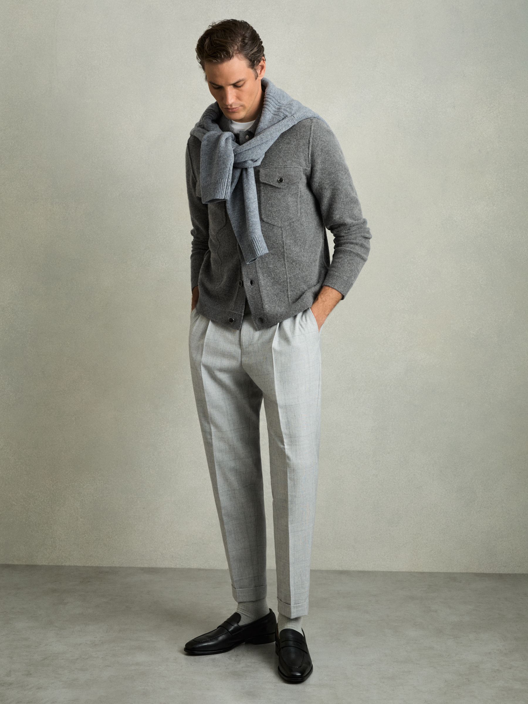 Wool Button Through Knitted Jacket in Charcoal - Image 3 of 6