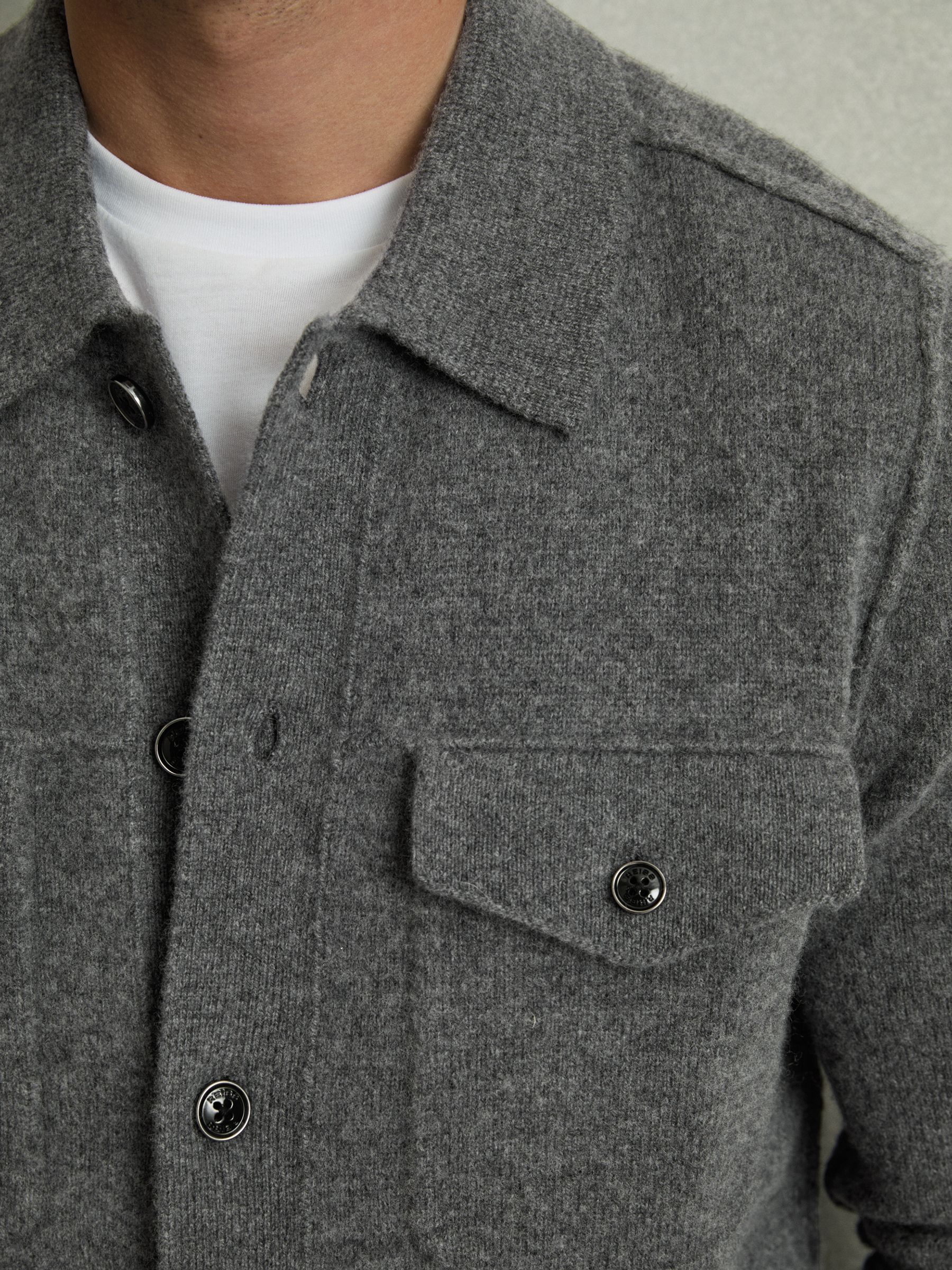 Wool Button Through Knitted Jacket in Charcoal - Image 4 of 6