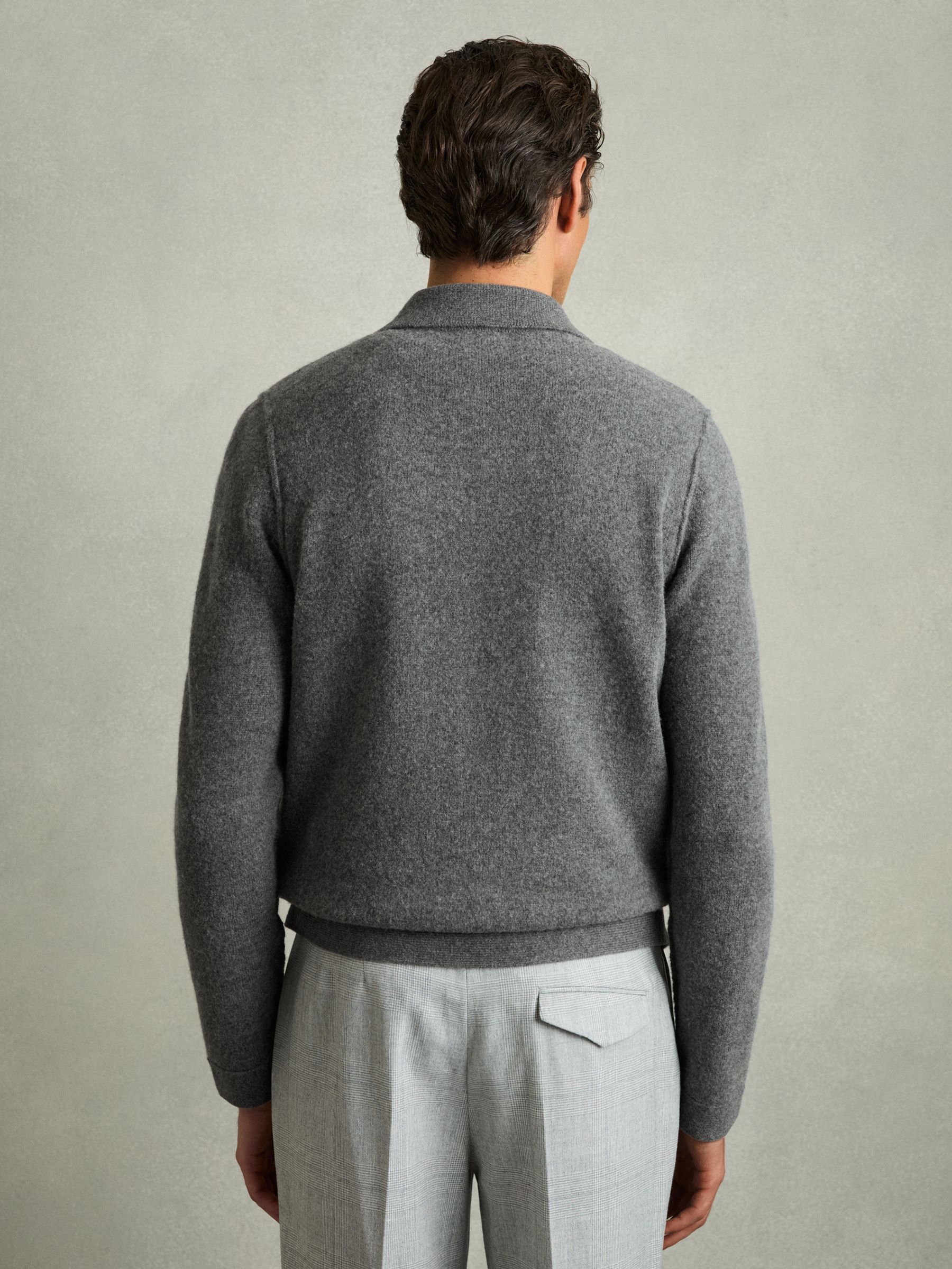 Wool Button Through Knitted Jacket in Charcoal - Image 5 of 6