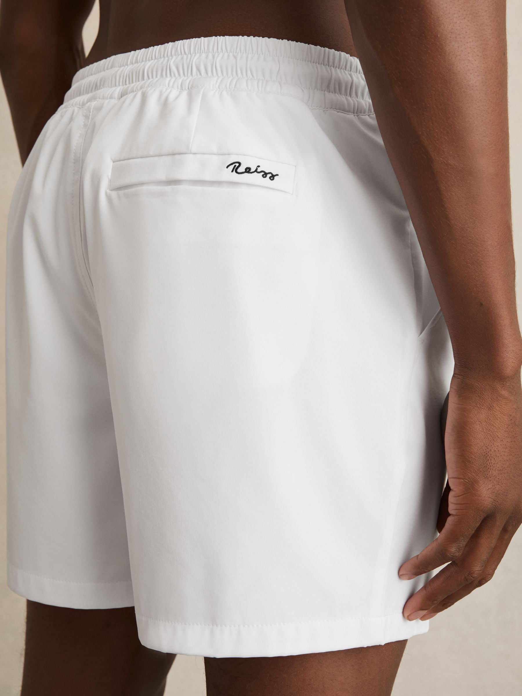 Drawstring Swim Shorts in White - Image 4 of 7