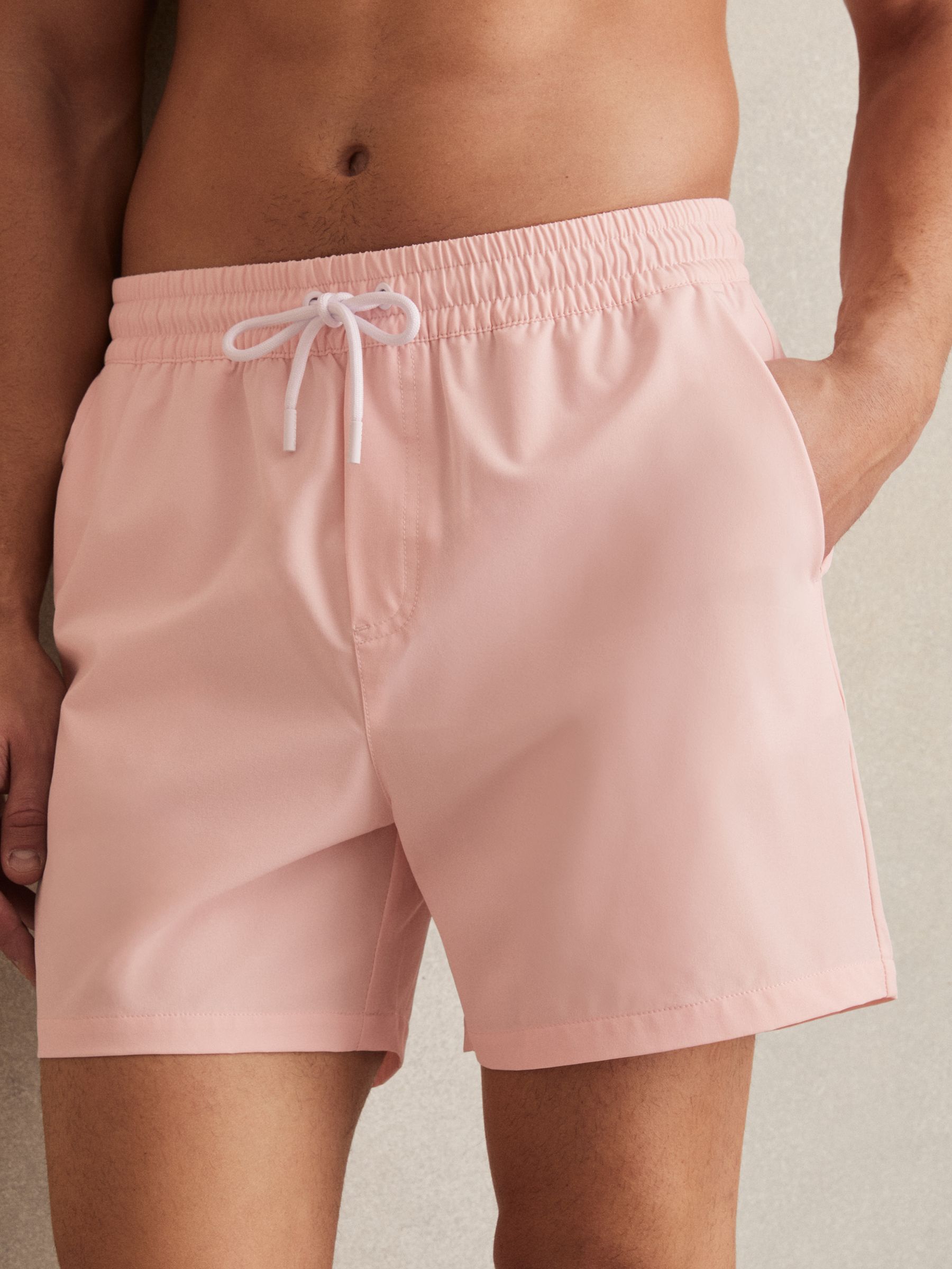 Drawstring Swim Shorts in Pink - Image 3 of 5