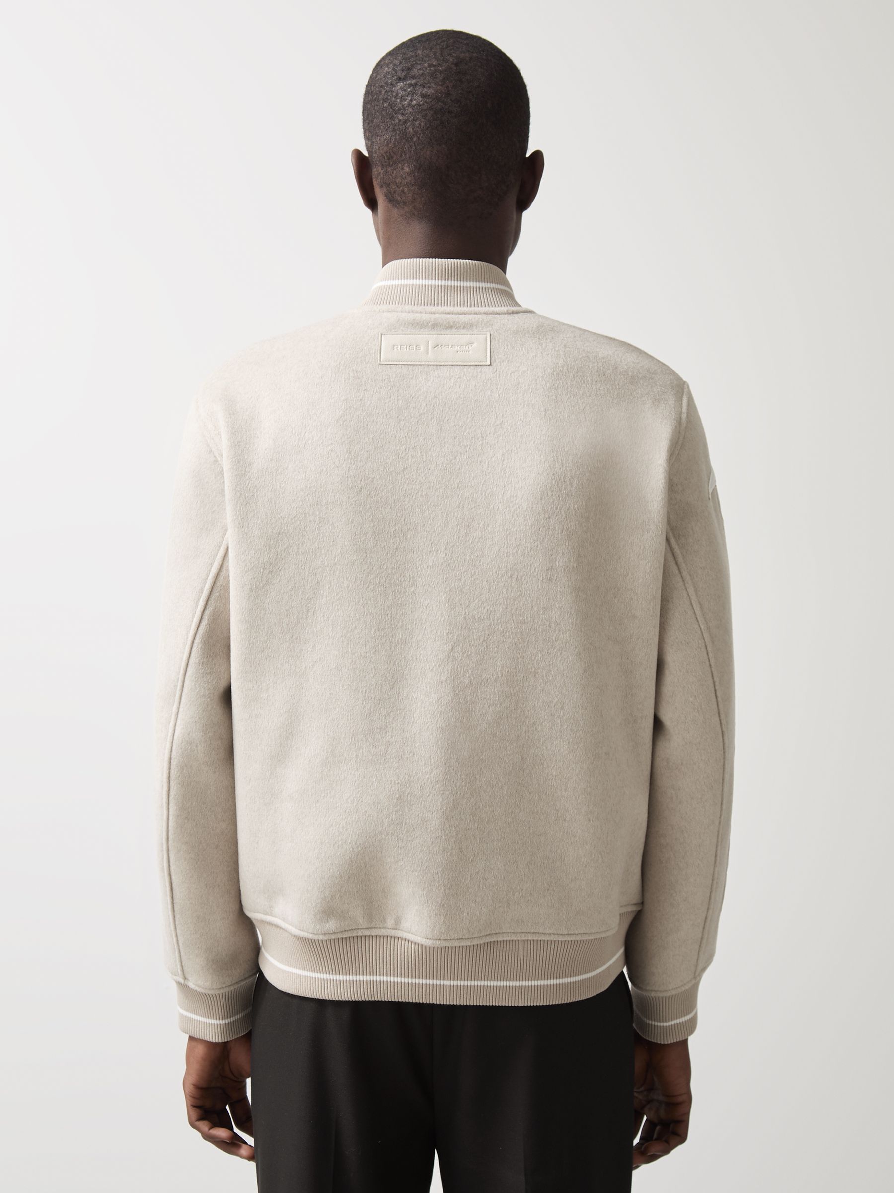 McLaren F1 Team Brushed Bomber Jacket in Oatmeal Melange - Image 4 of 9
