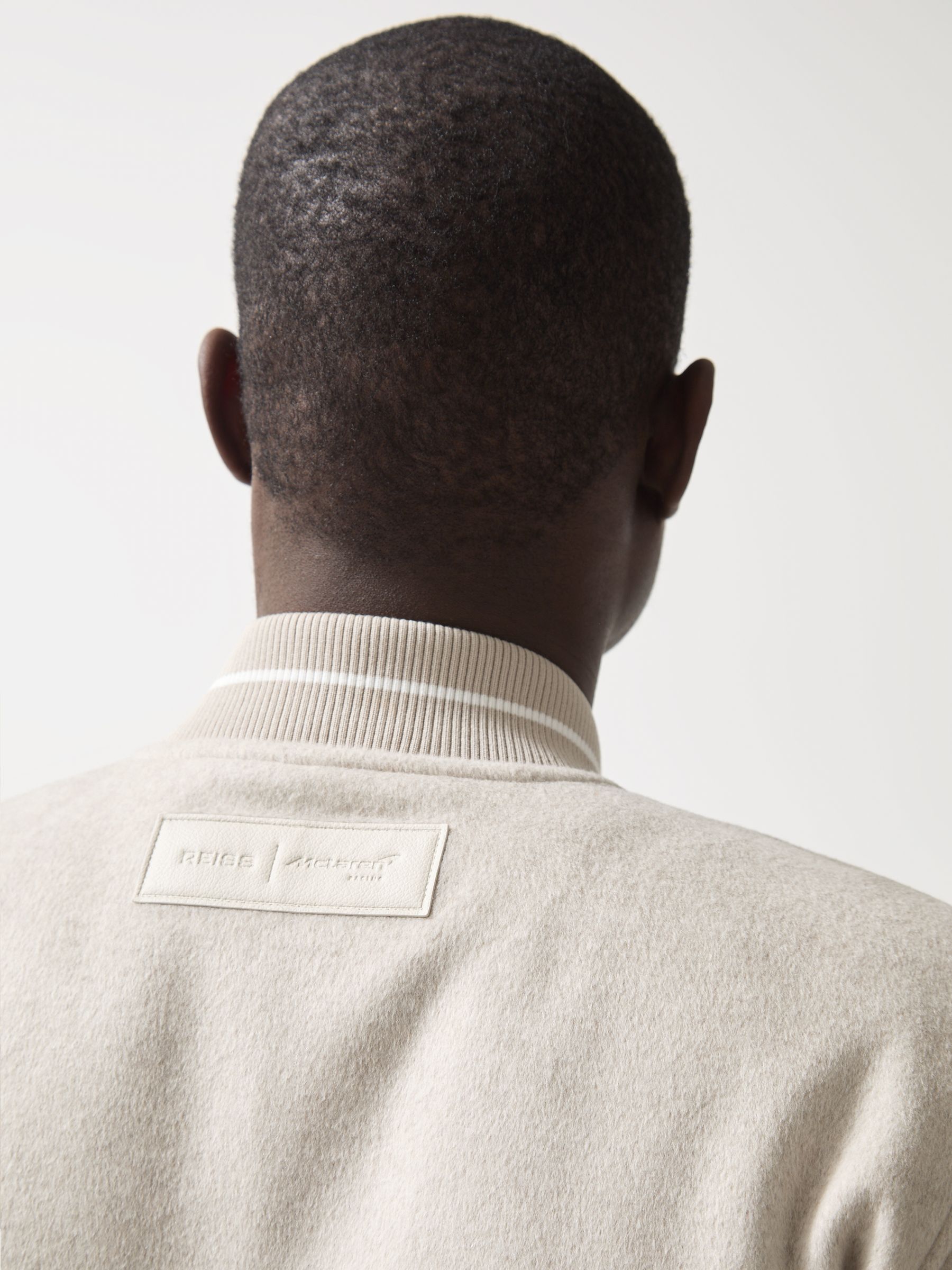 McLaren F1 Team Brushed Bomber Jacket in Oatmeal Melange - Image 6 of 9