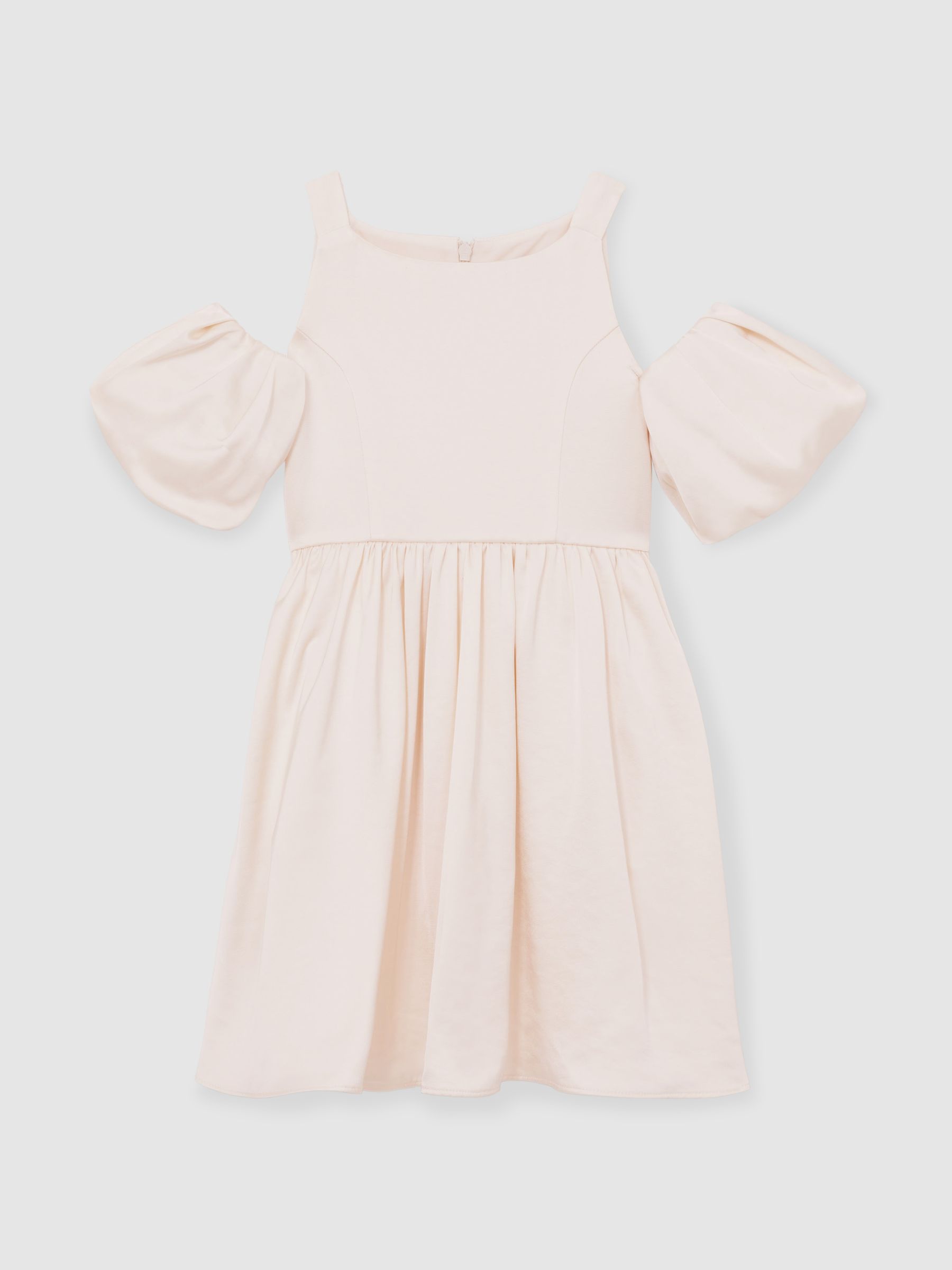 13-14 yrs Sateen Puff-Sleeve Bridesmaid Dress in Ivory - Image 1 of 5