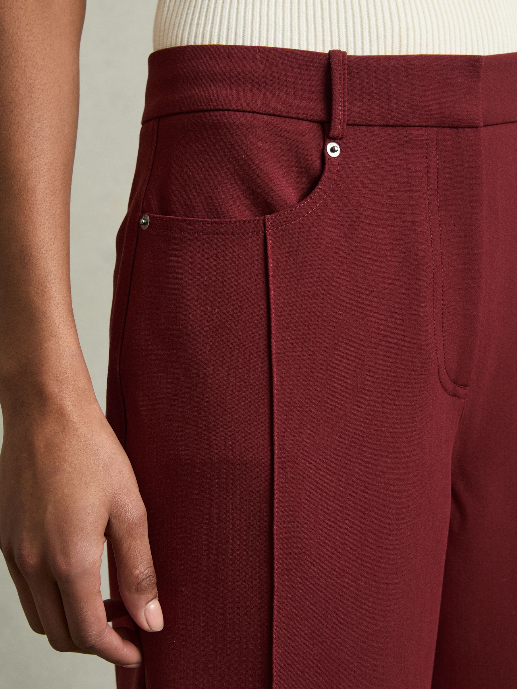 Palazzo Tailored Trousers in Dark Red - image 3