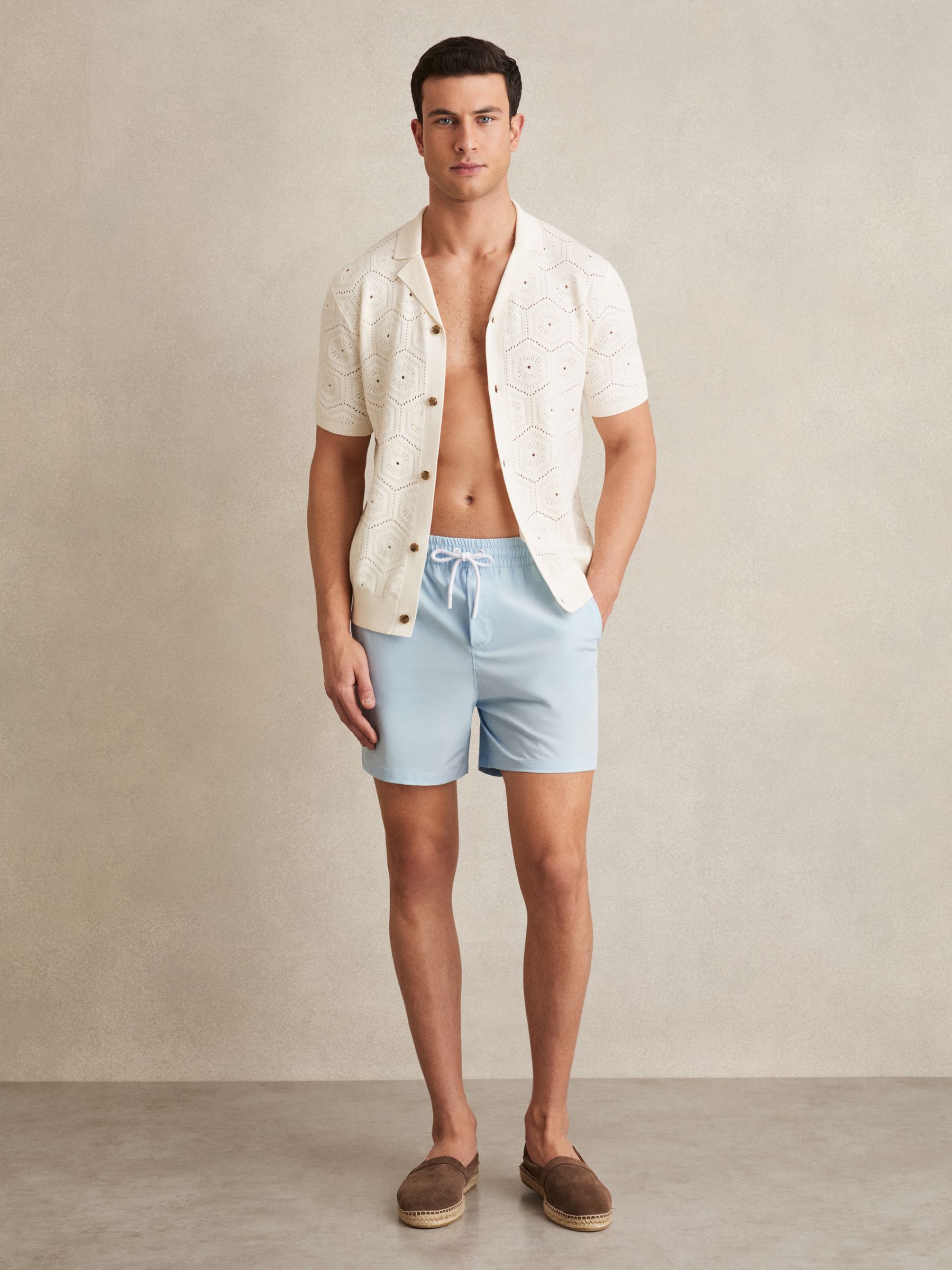 Drawstring Swim Shorts in Soft Blue - Image 3 of 8
