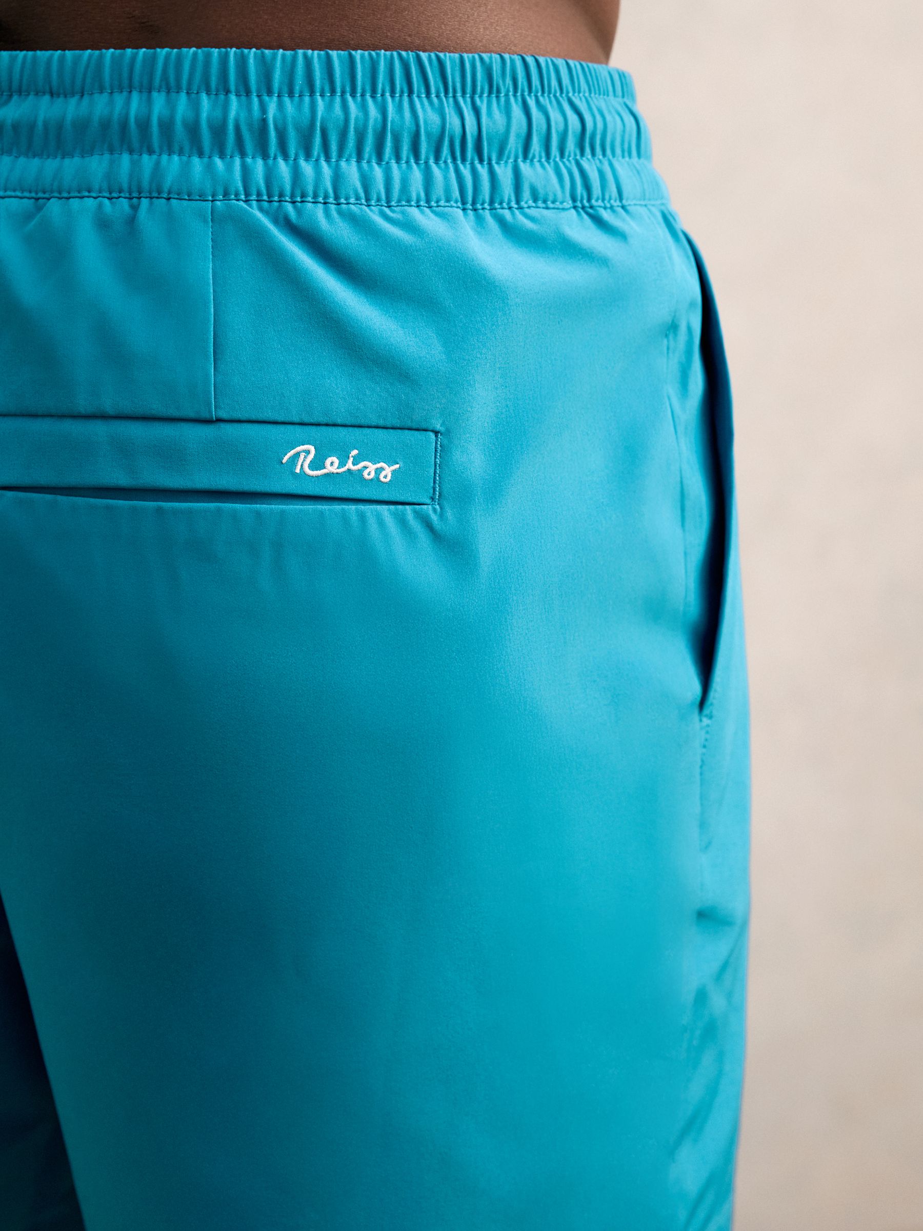 Drawstring Swim Shorts in Tropical Blue - Image 6 of 7