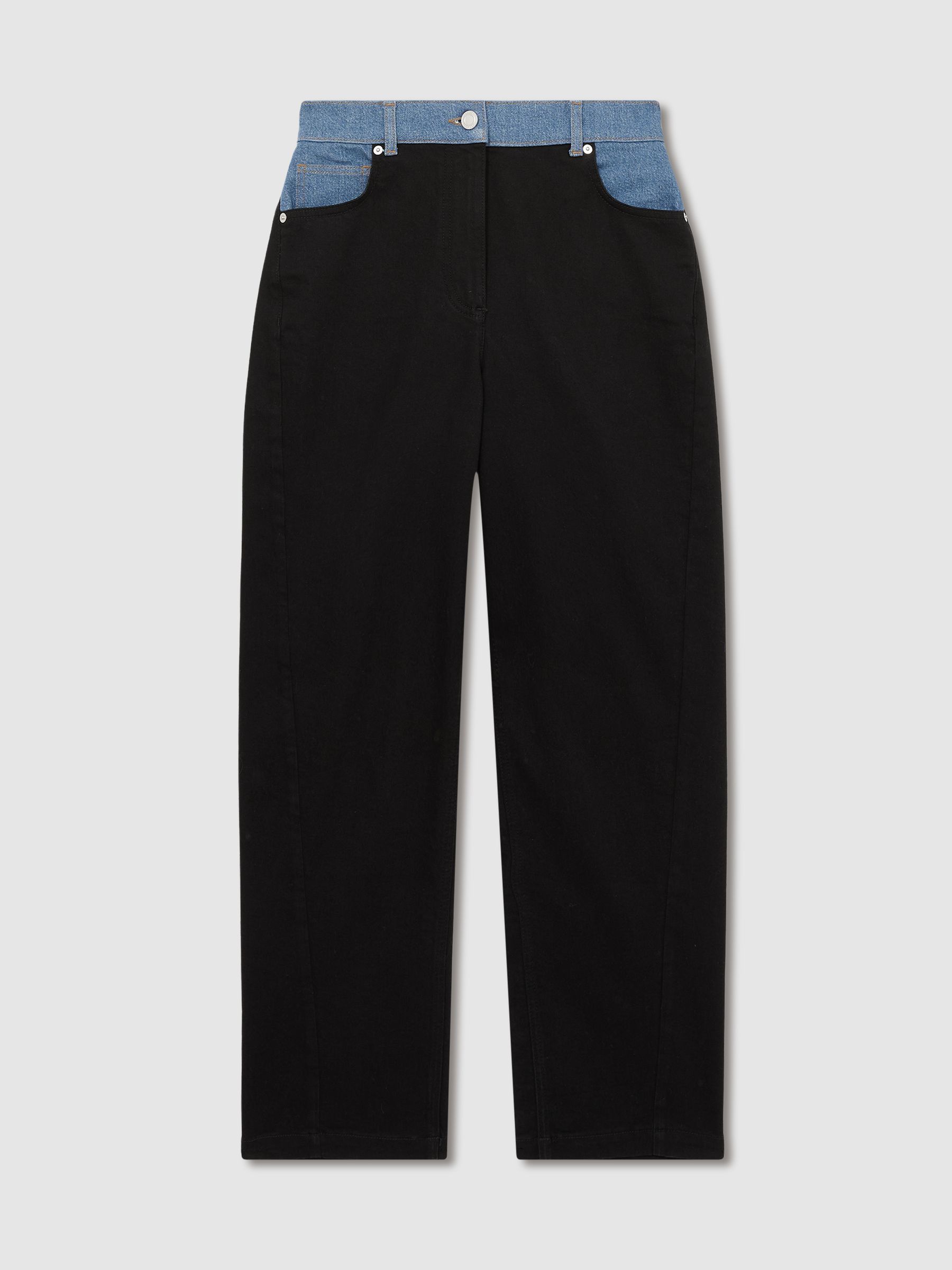 Petite Colour-Block Straight-Leg Jeans in Black - Image 2 of 8