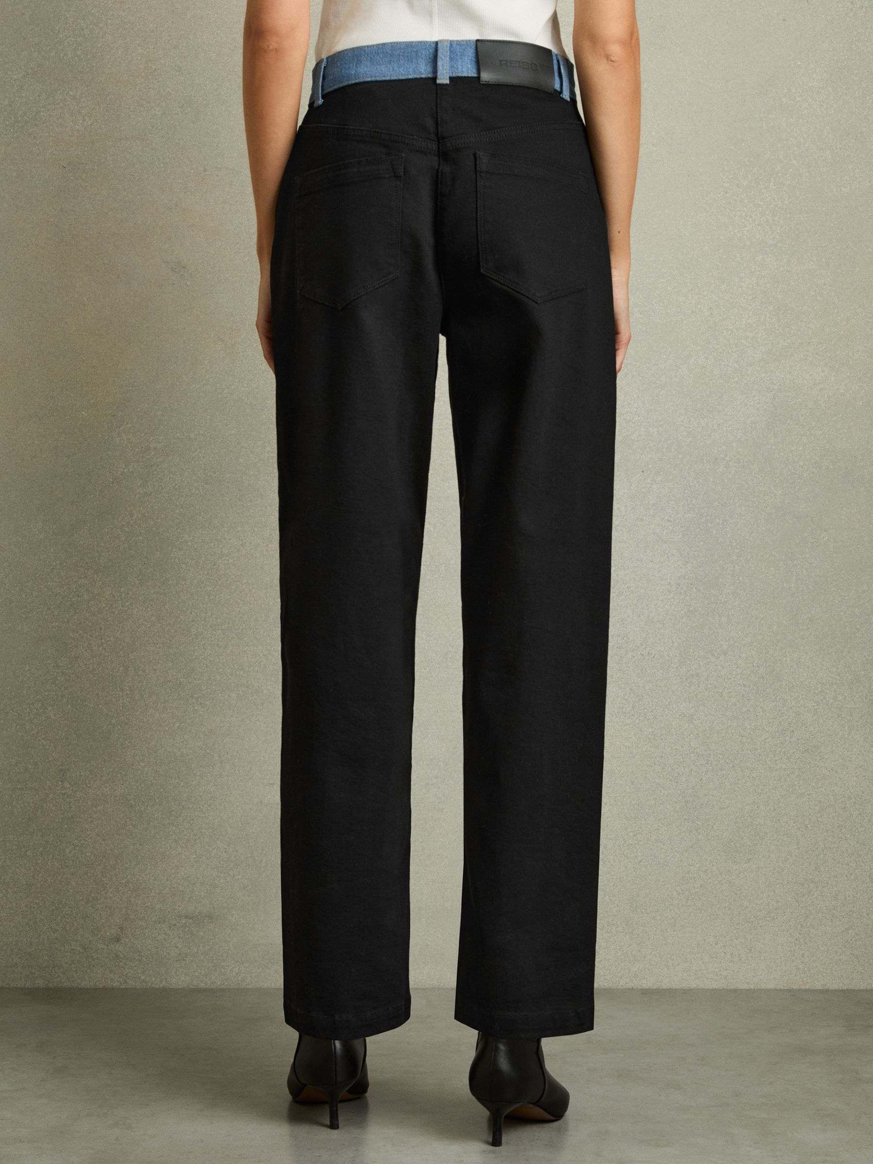 Petite Colour-Block Straight-Leg Jeans in Black - Image 6 of 8