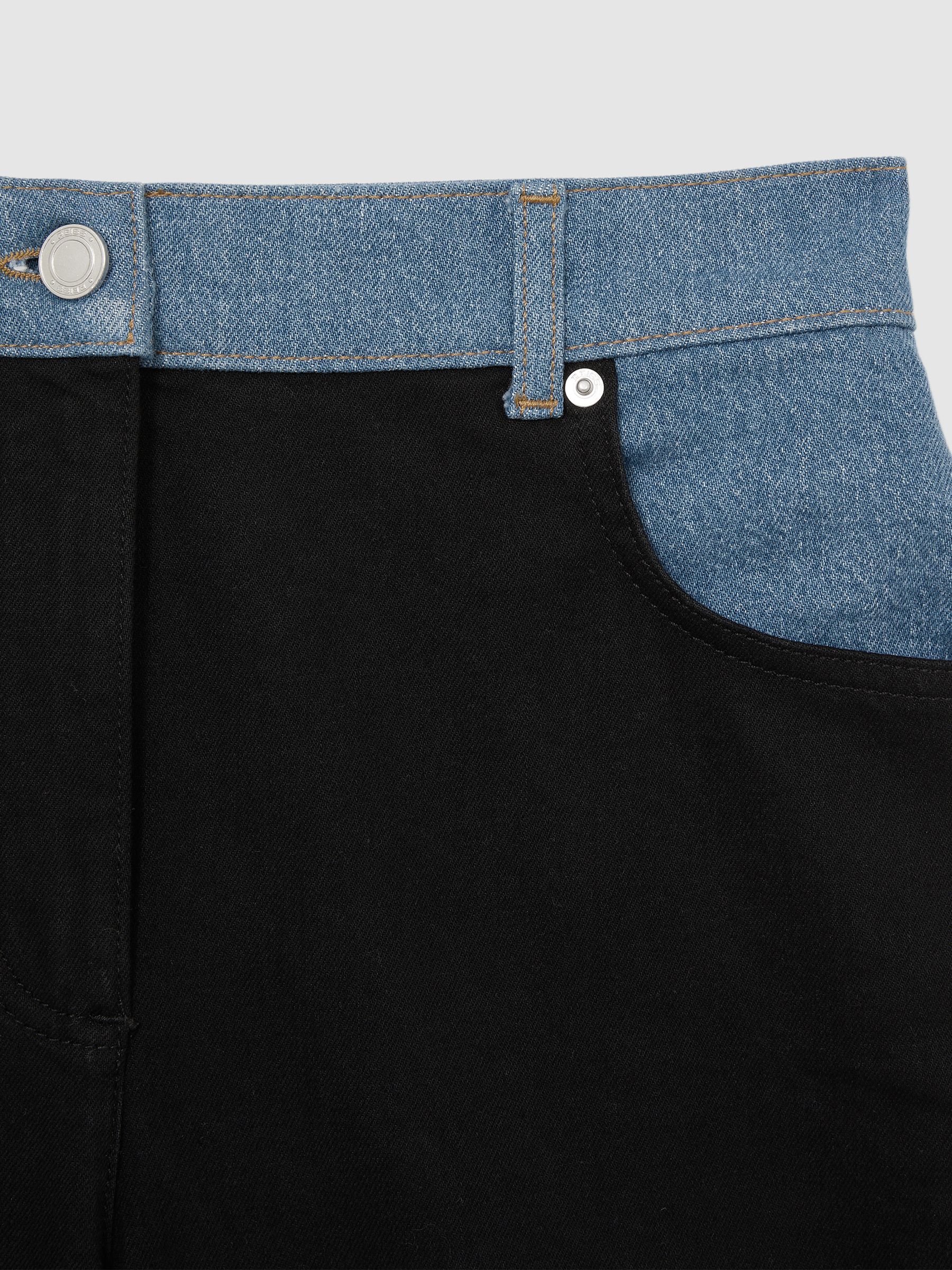 Petite Colour-Block Straight-Leg Jeans in Black - Image 7 of 8