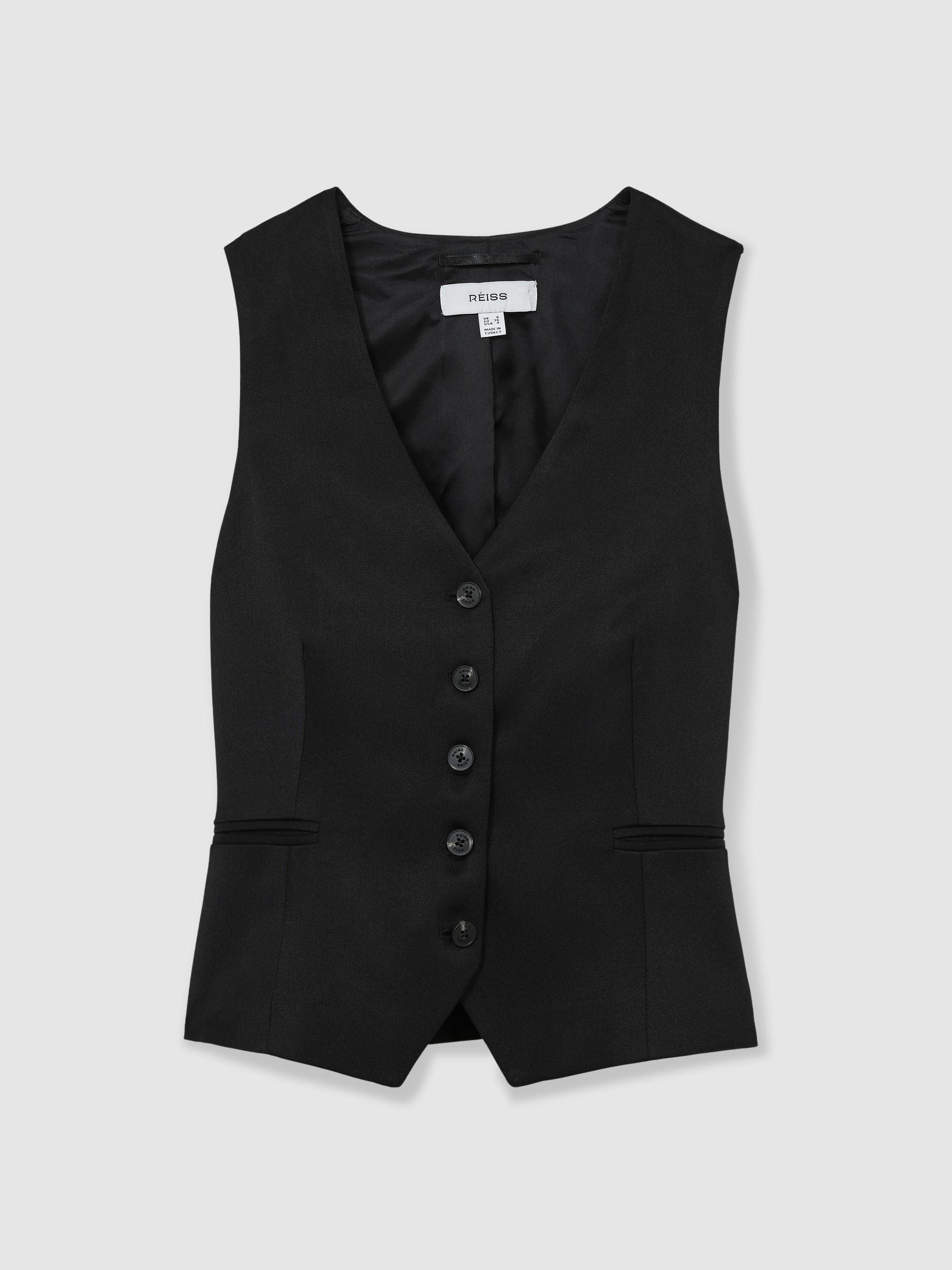 Single-Breasted Tailored Waistcoat in Black - Image 2 of 7