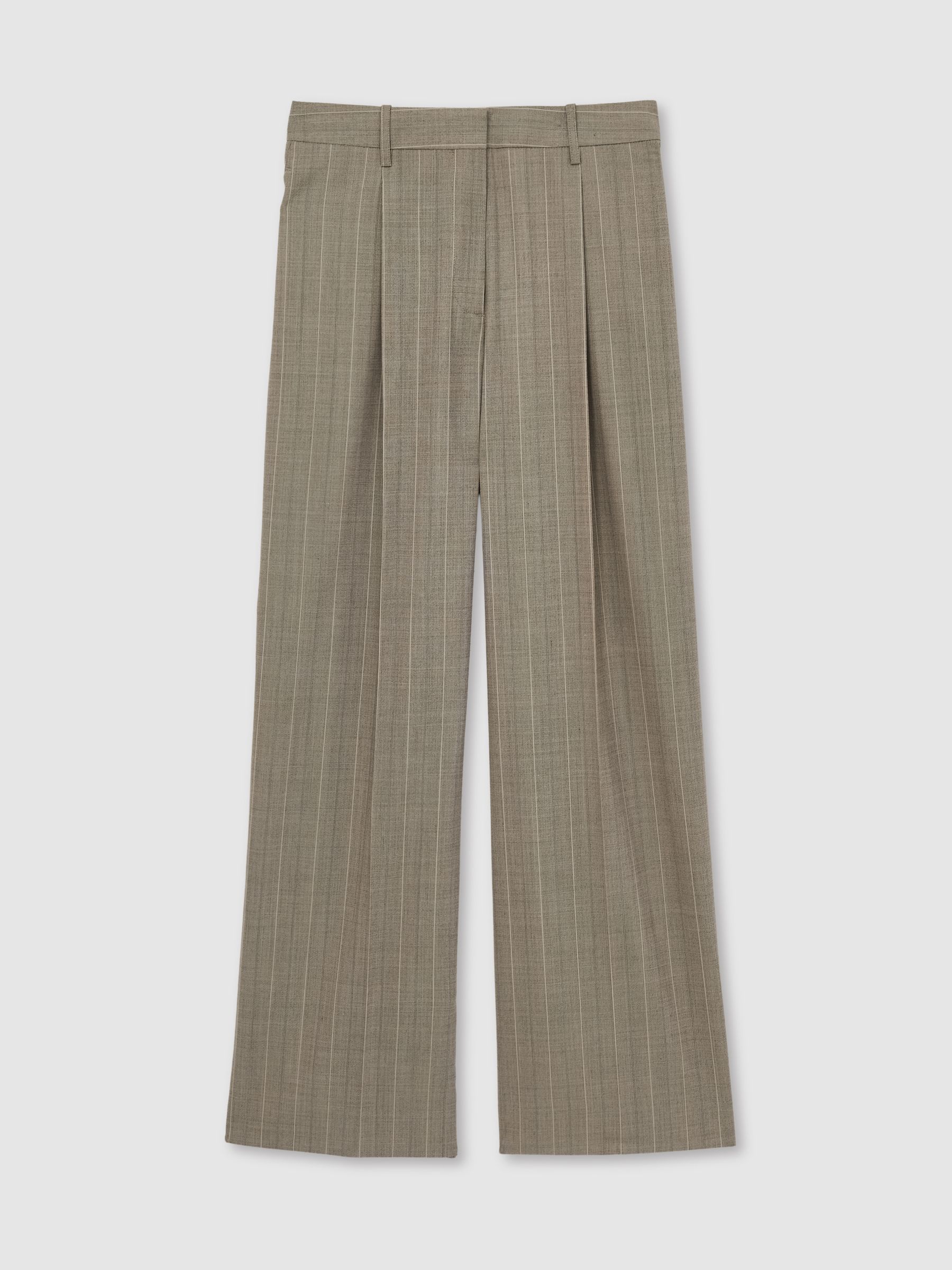 Petite Wool-Blend Wide-Leg Pinstripe Trousers in Grey - Image 2 of 7