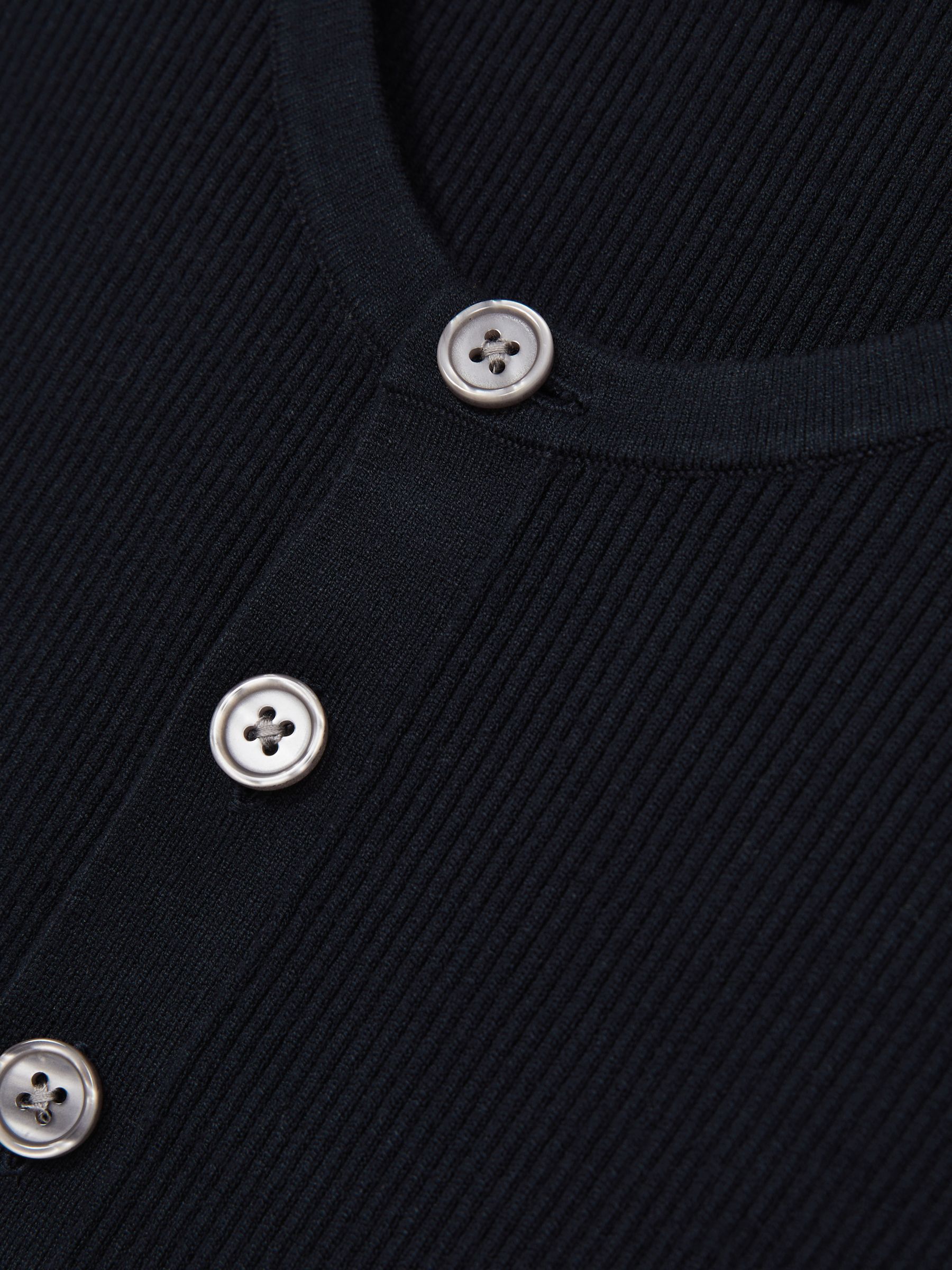 Rib Knit Henley Jumper in Navy - Image 6 of 6