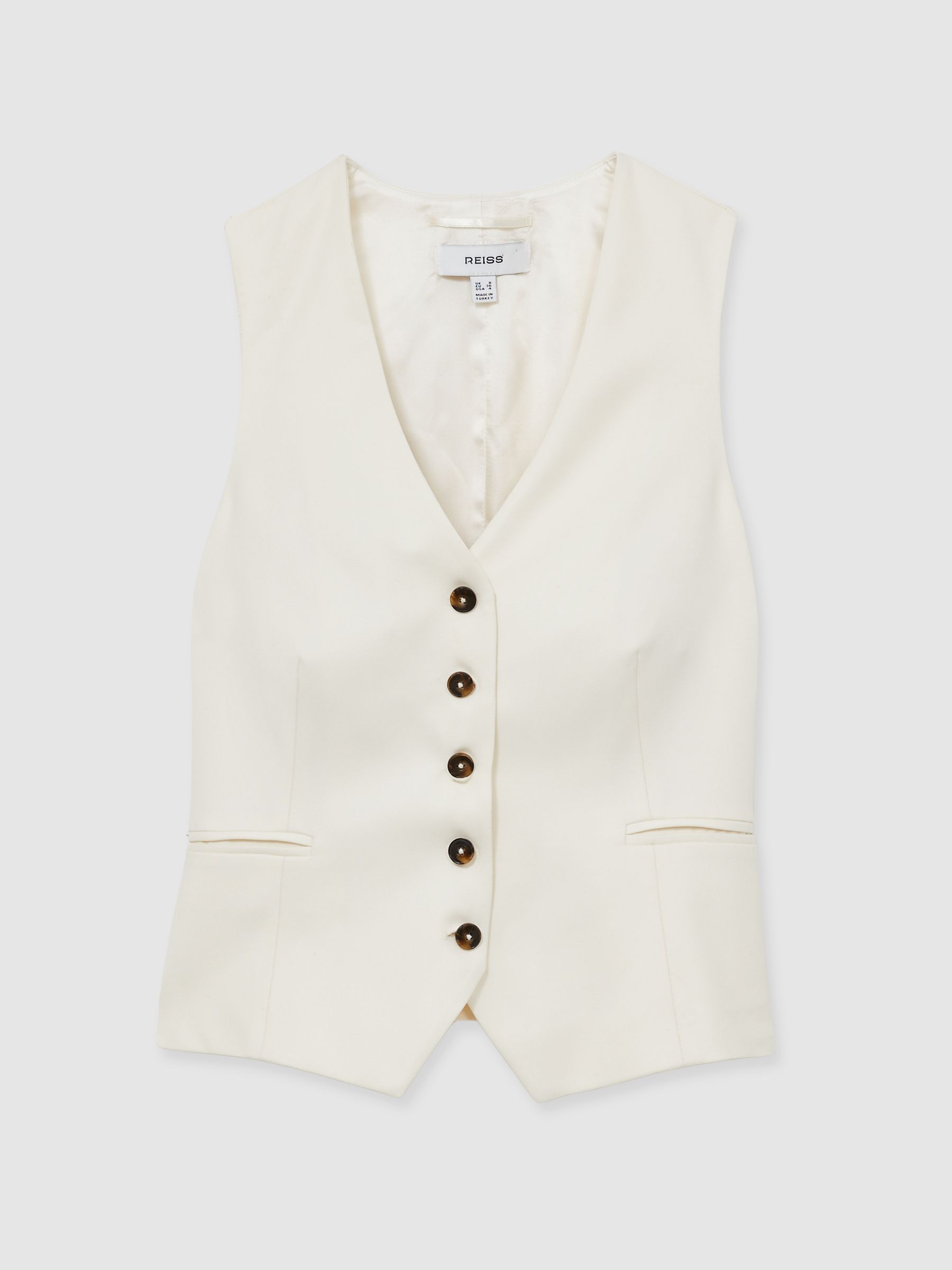 Single-Breasted Tailored Waistcoat in Cream - Image 2 of 6