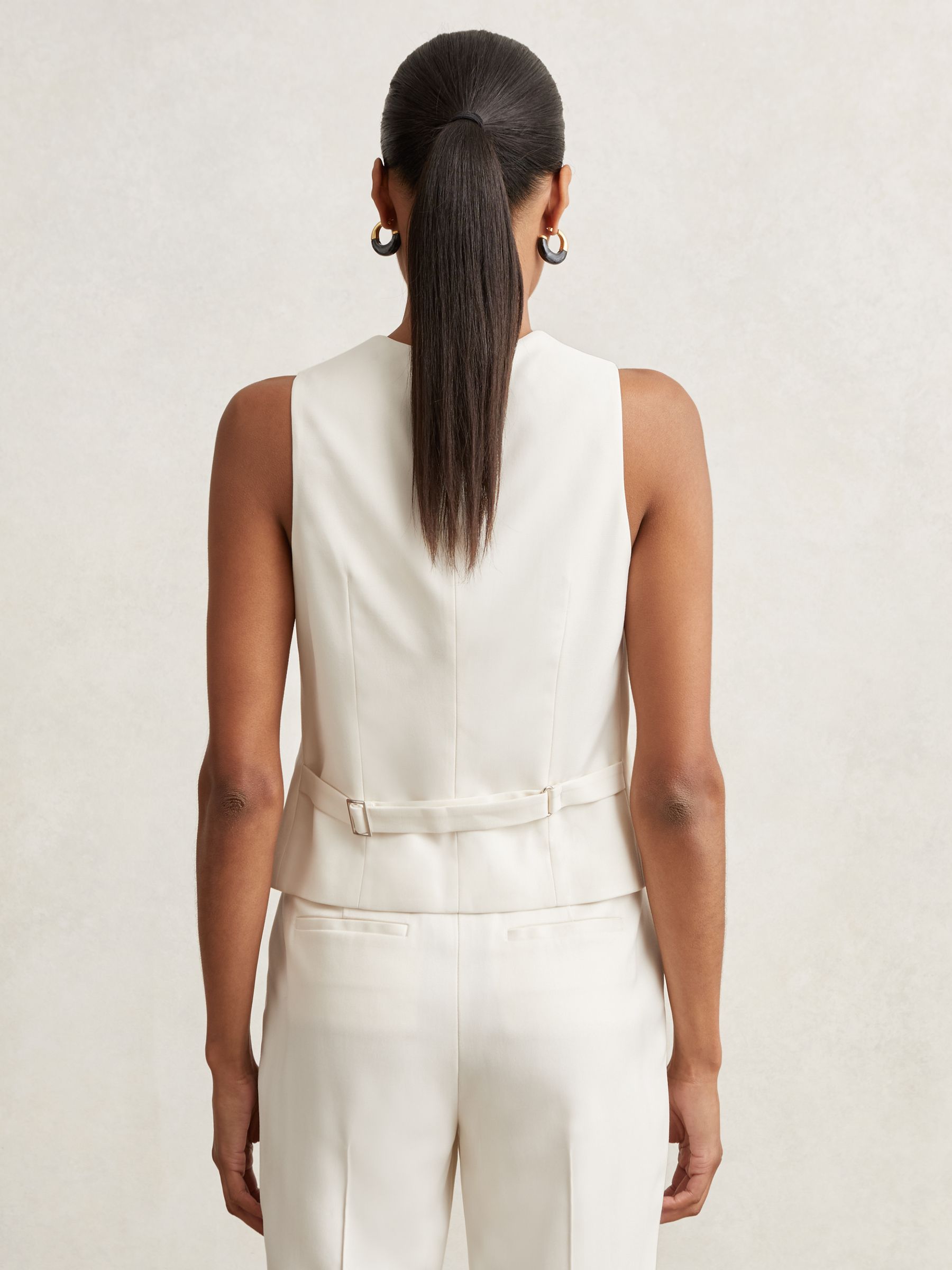 Single Breasted Tailored Waistcoat in Cream - image 4