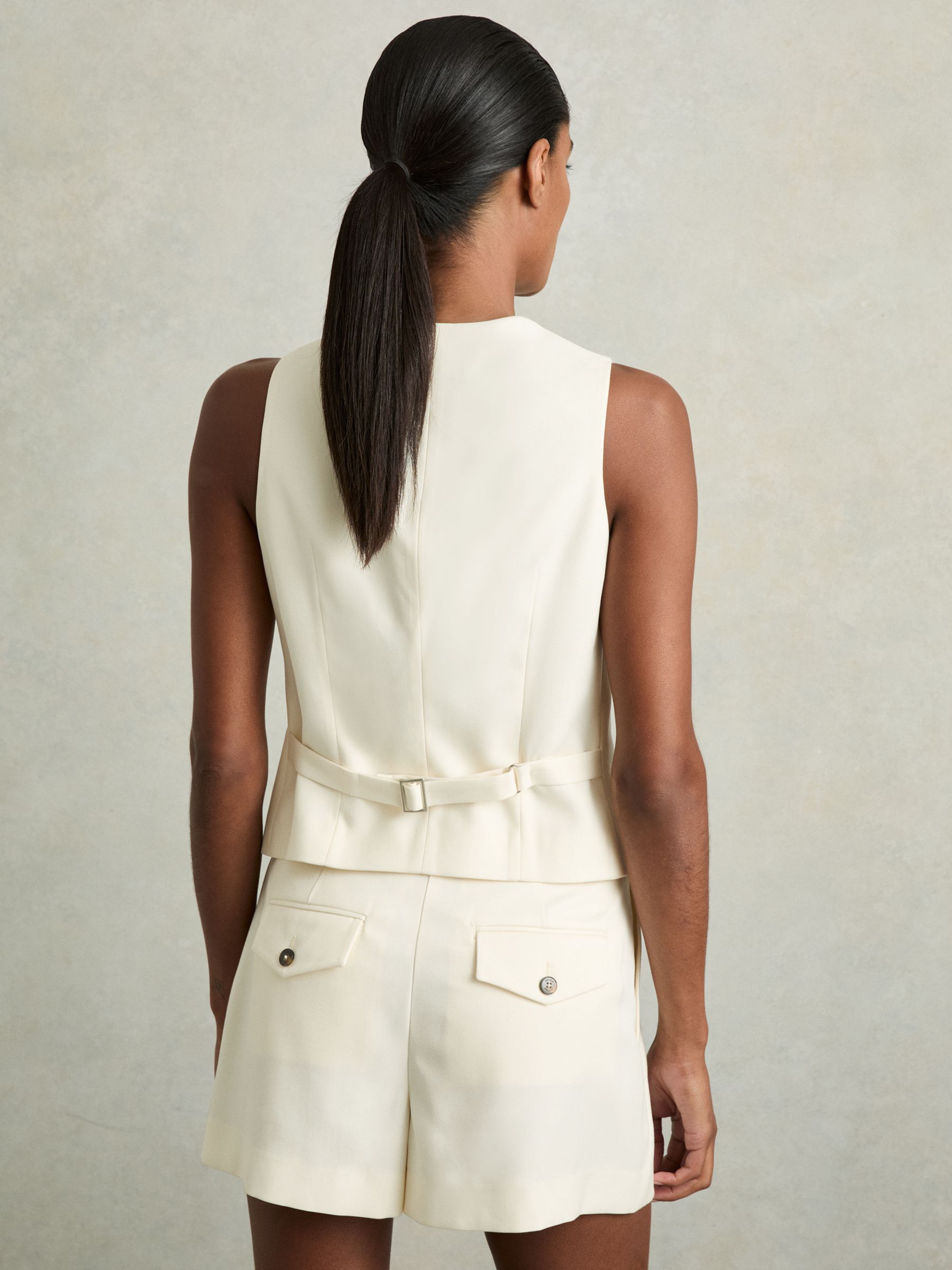 Single-Breasted Tailored Waistcoat in Cream - Image 5 of 6
