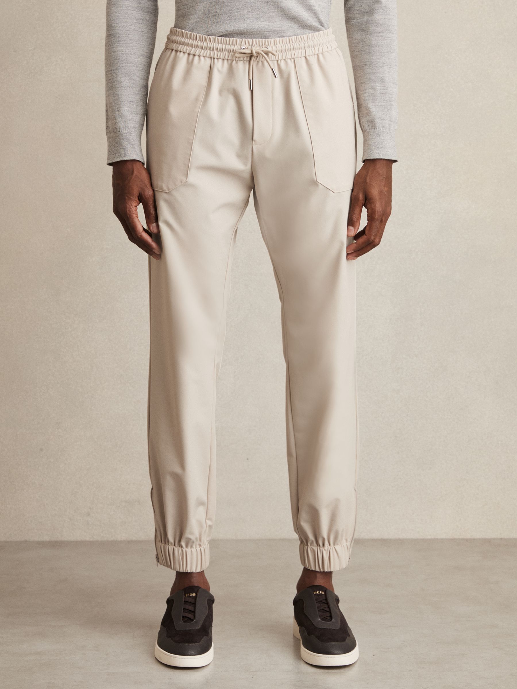 Drawstring Technical Cuffed Trousers in Stone - Image 3 of 7