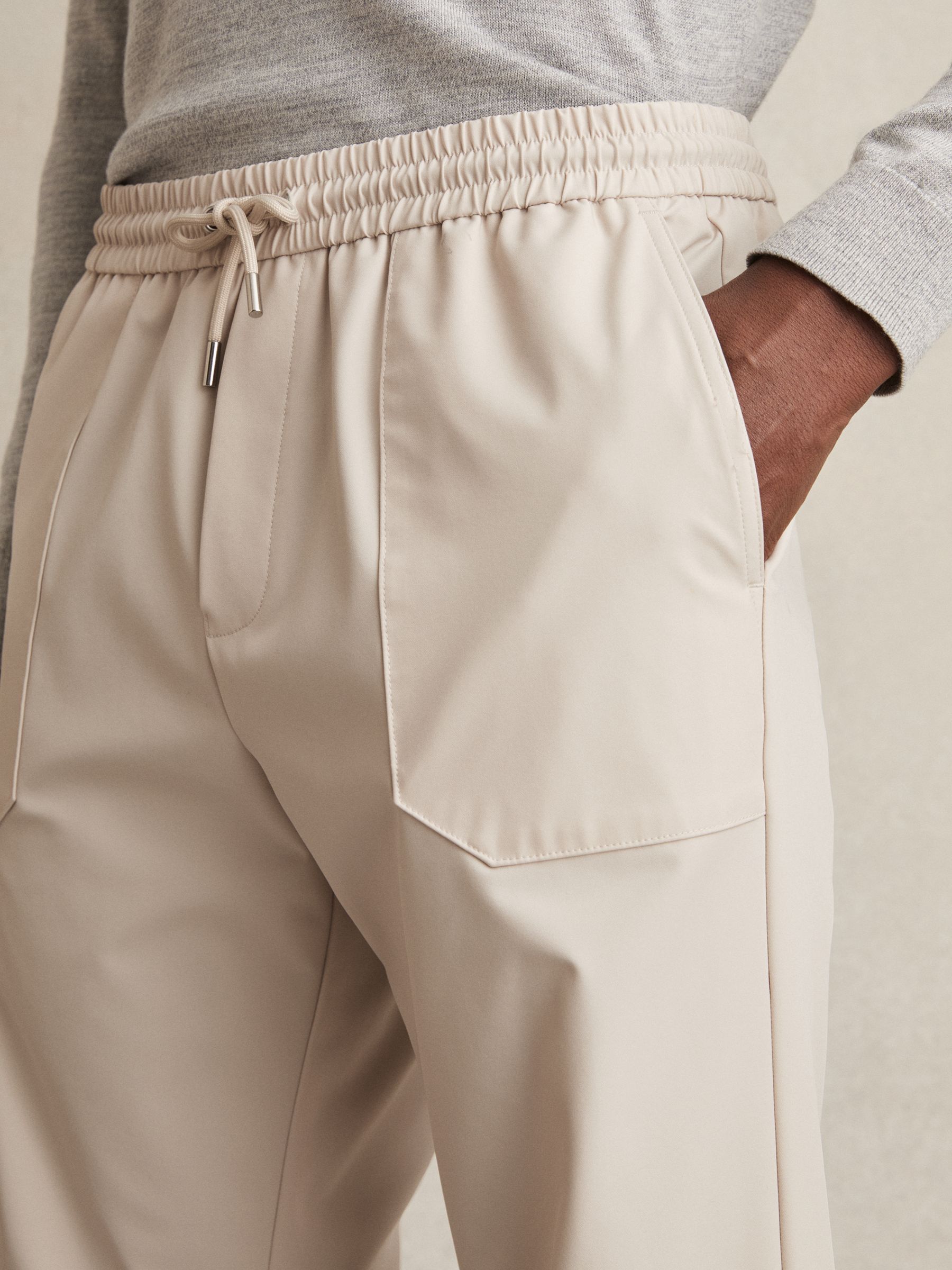 Drawstring Technical Cuffed Trousers in Stone - Image 5 of 7