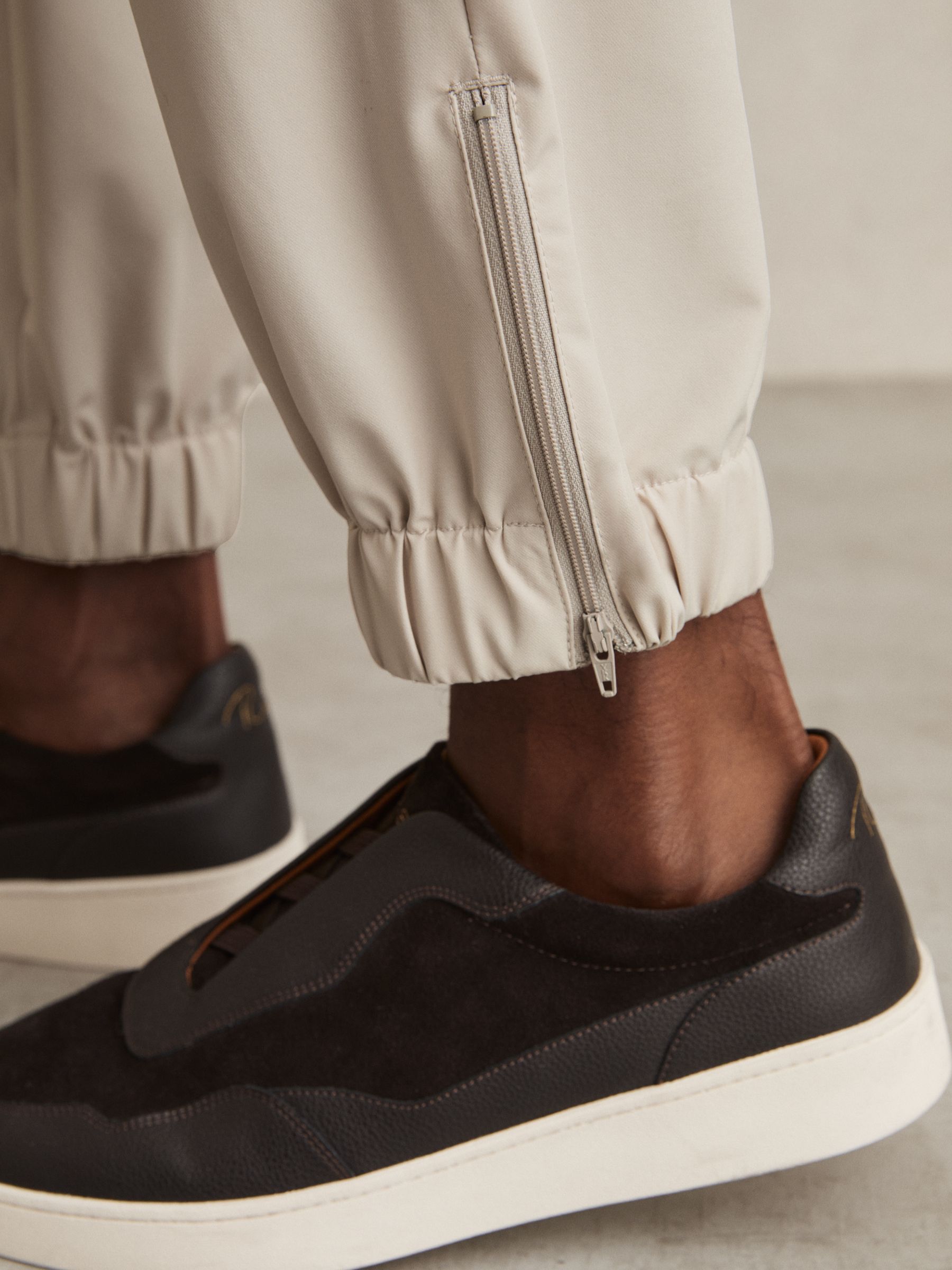 Drawstring Technical Cuffed Trousers in Stone - Image 6 of 7