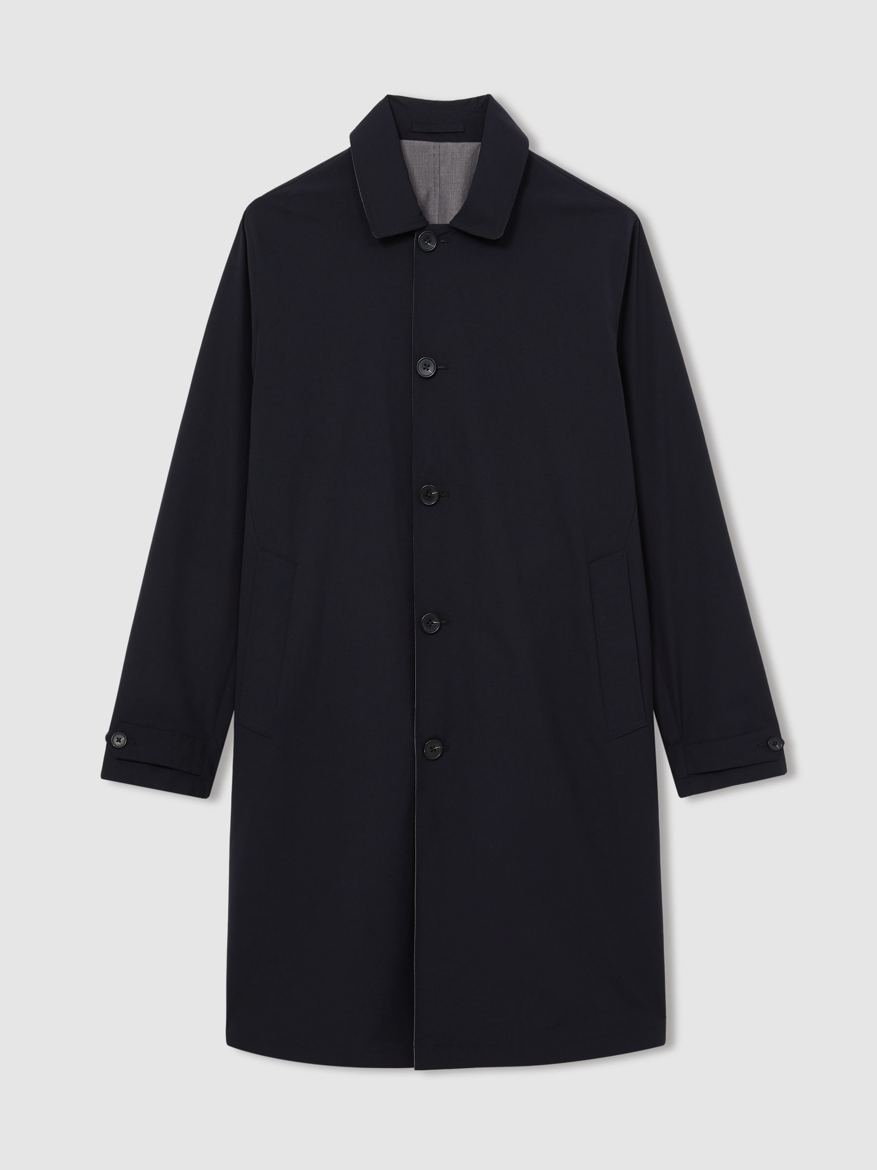 Reversible Mid-Length Coat in Navy/Grey - Image 2 of 8