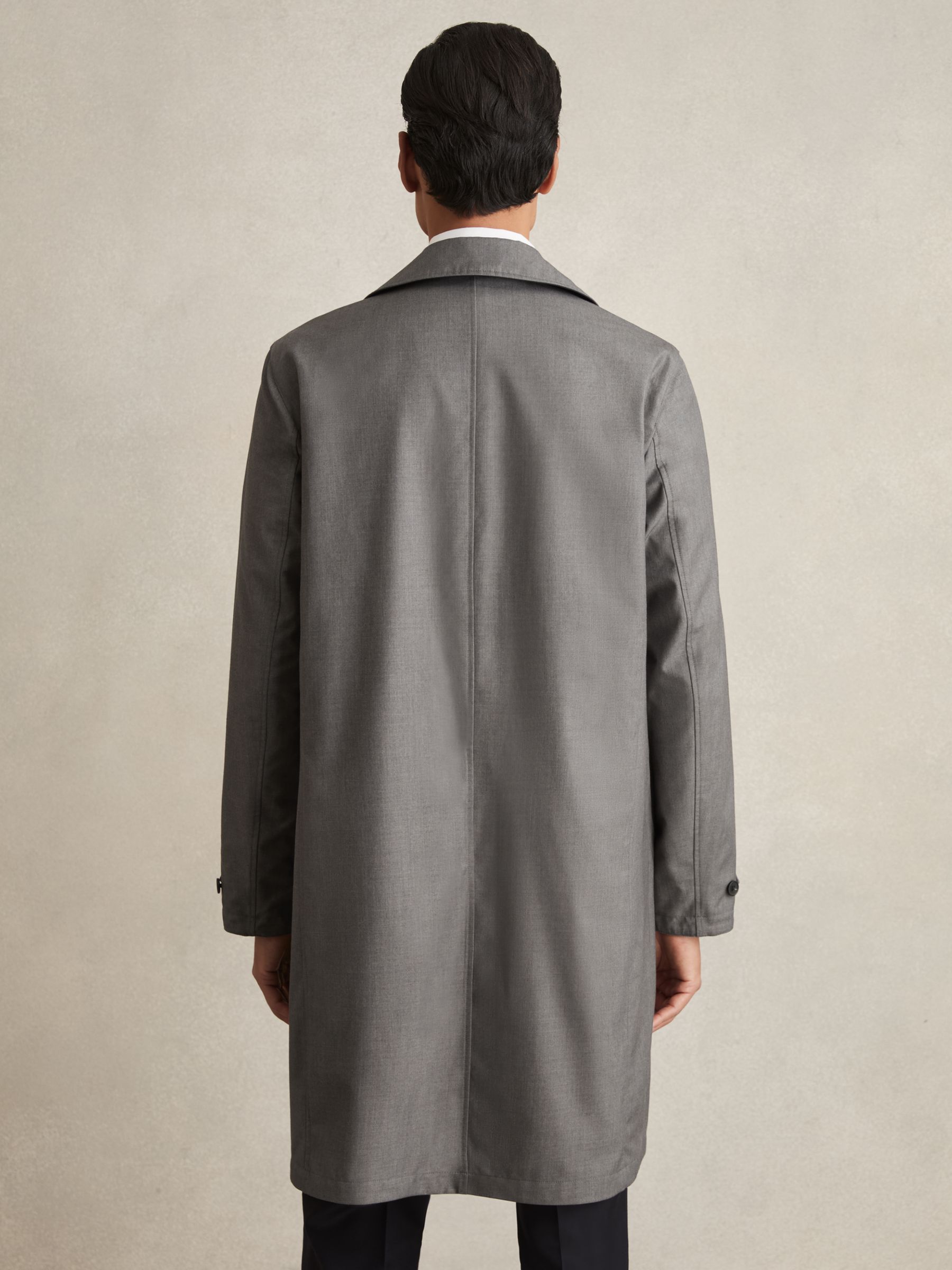 Reversible Mid-Length Coat in Navy/Grey - Image 5 of 8
