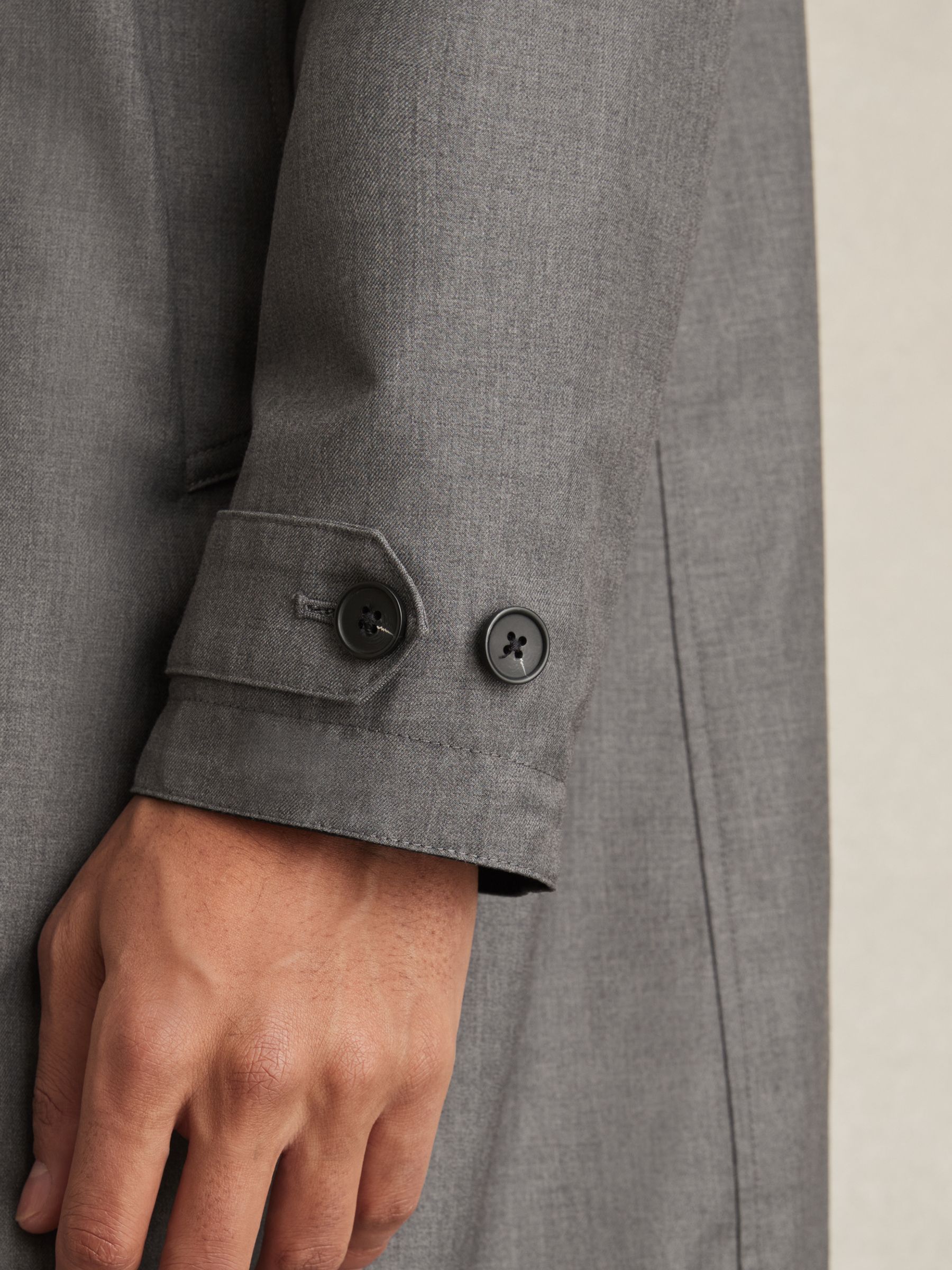 Reversible Mid-Length Coat in Navy/Grey - Image 6 of 8
