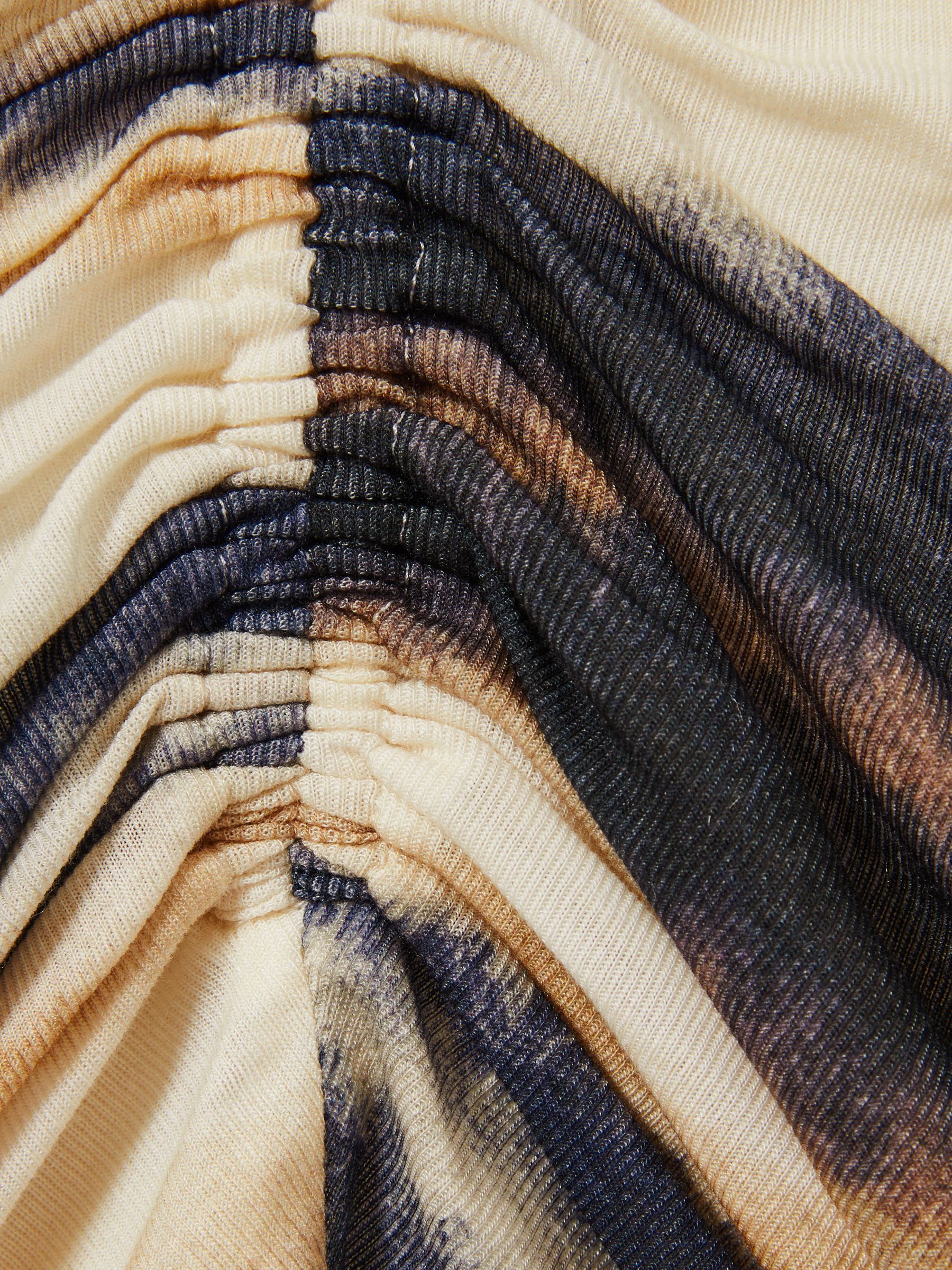 Printed Jersey Ruched Top With Wool in Cream/Black - image 5
