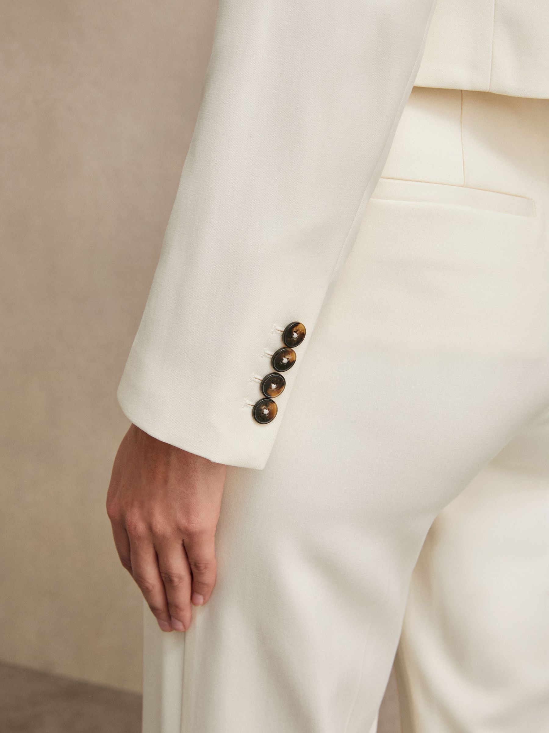 Double-Breasted Cropped Blazer in Cream - Image 4 of 6