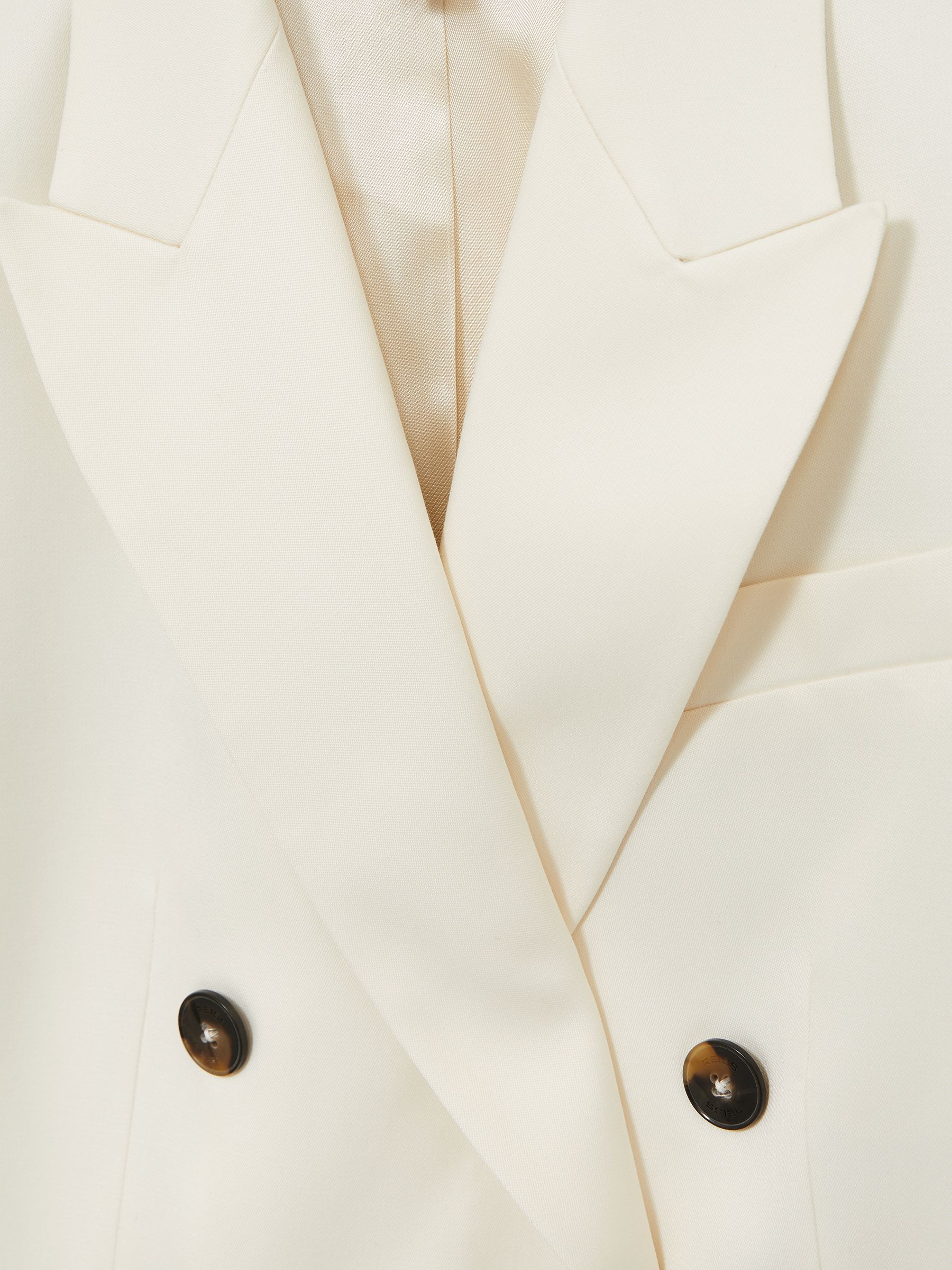 Double-Breasted Cropped Blazer in Cream - Image 6 of 6