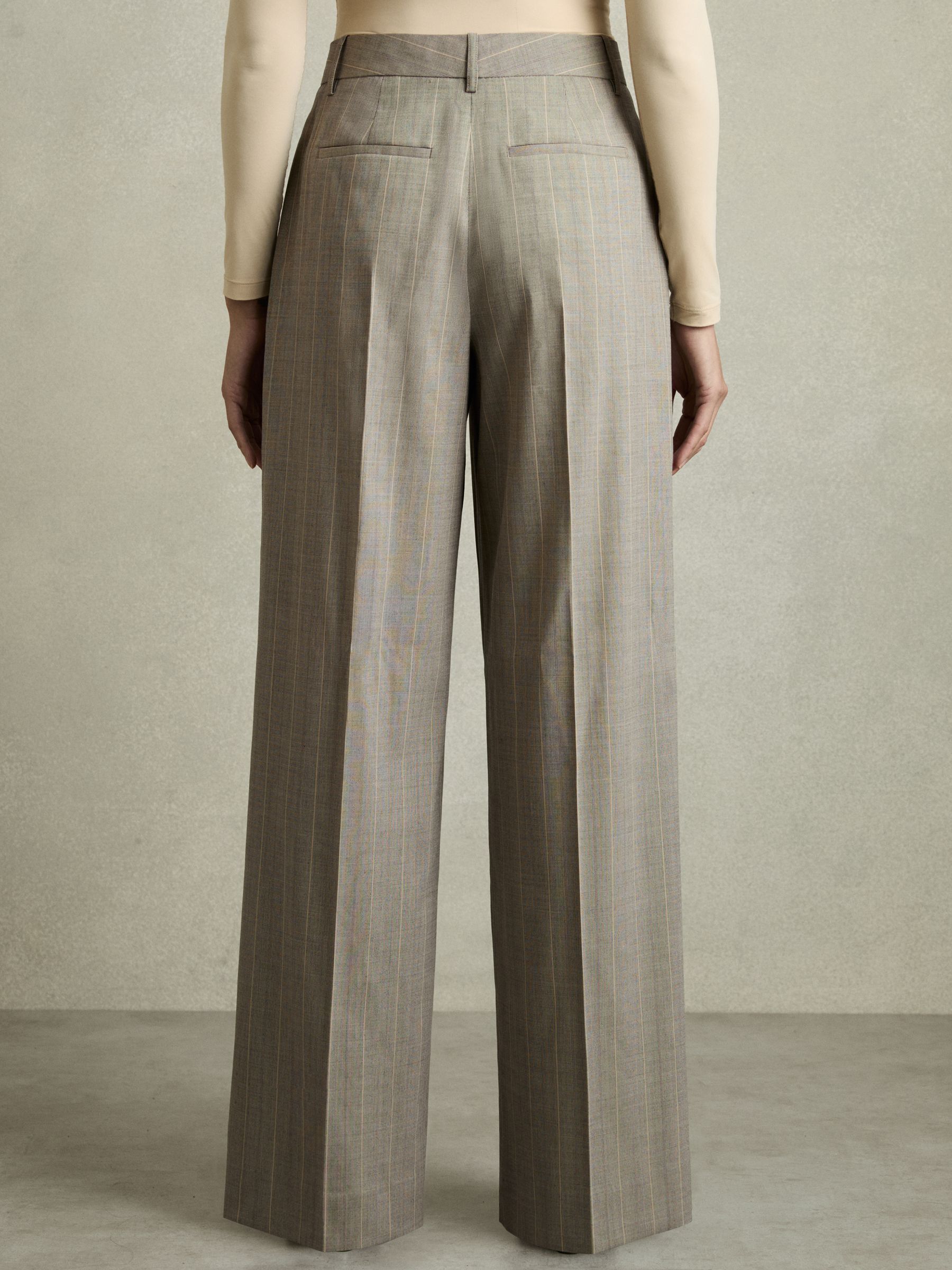 Wool-Blend Wide-Leg Pinstripe Trousers in Grey - image 5