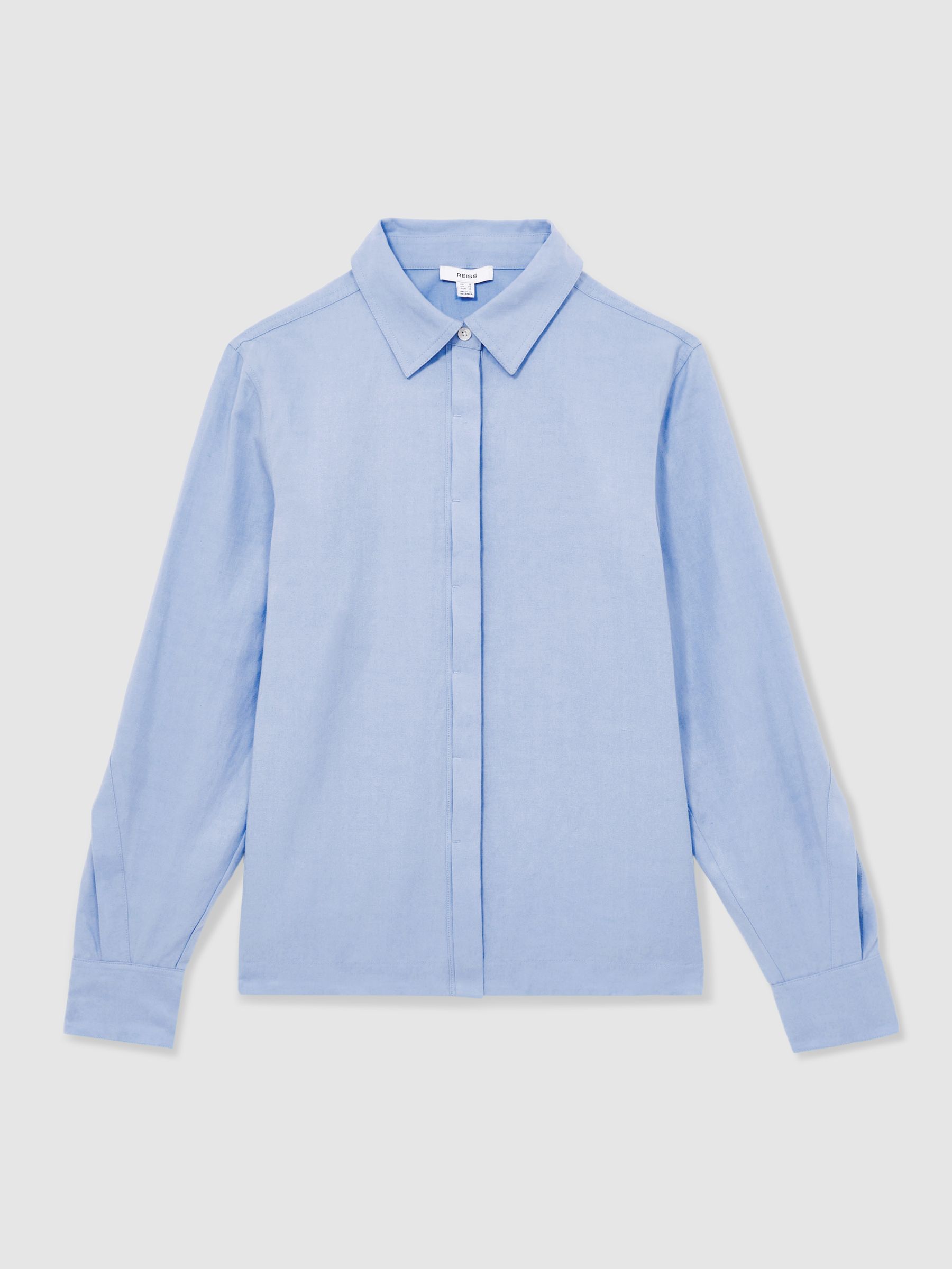 Lyocell-Blend Press-Stud Back Shirt in Blue - Image 2 of 8