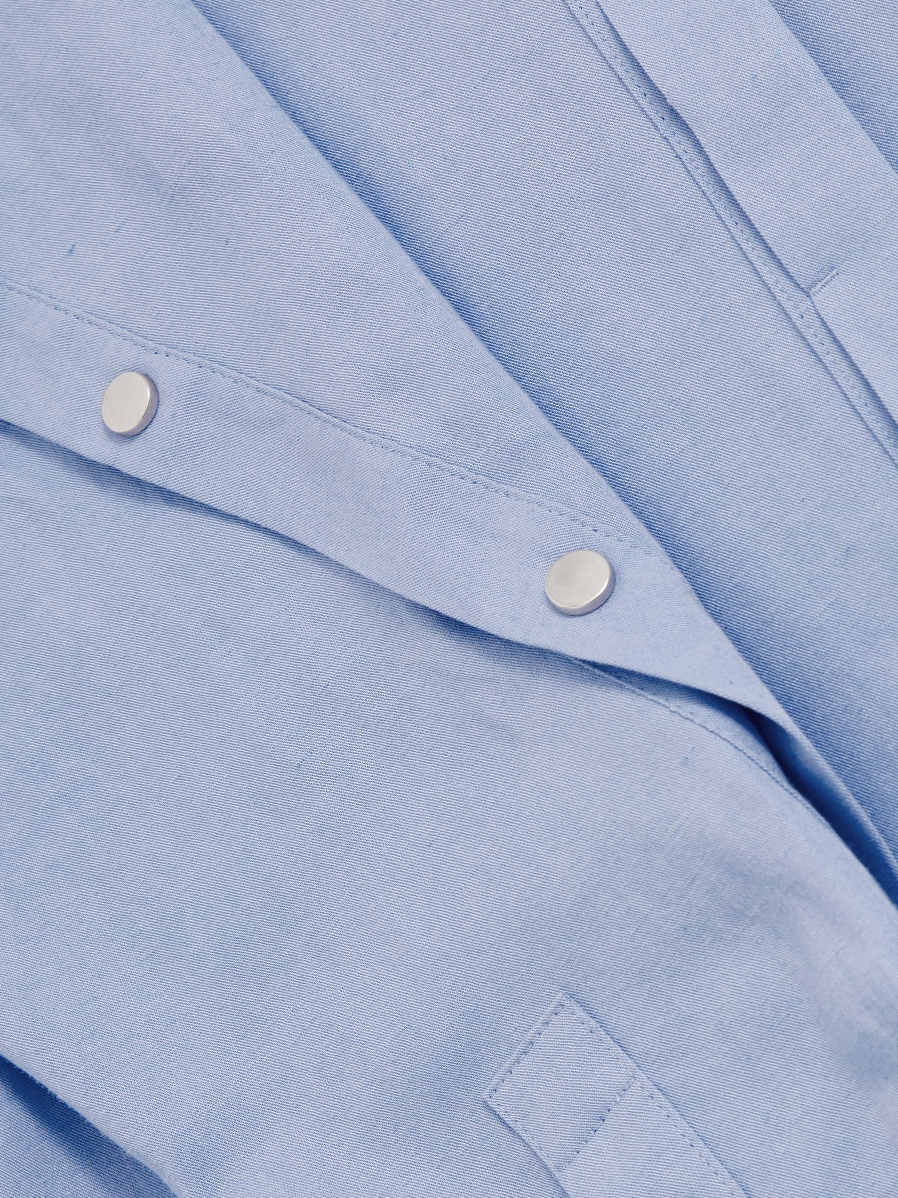 Lyocell-Blend Press-Stud Back Shirt in Blue - Image 8 of 8