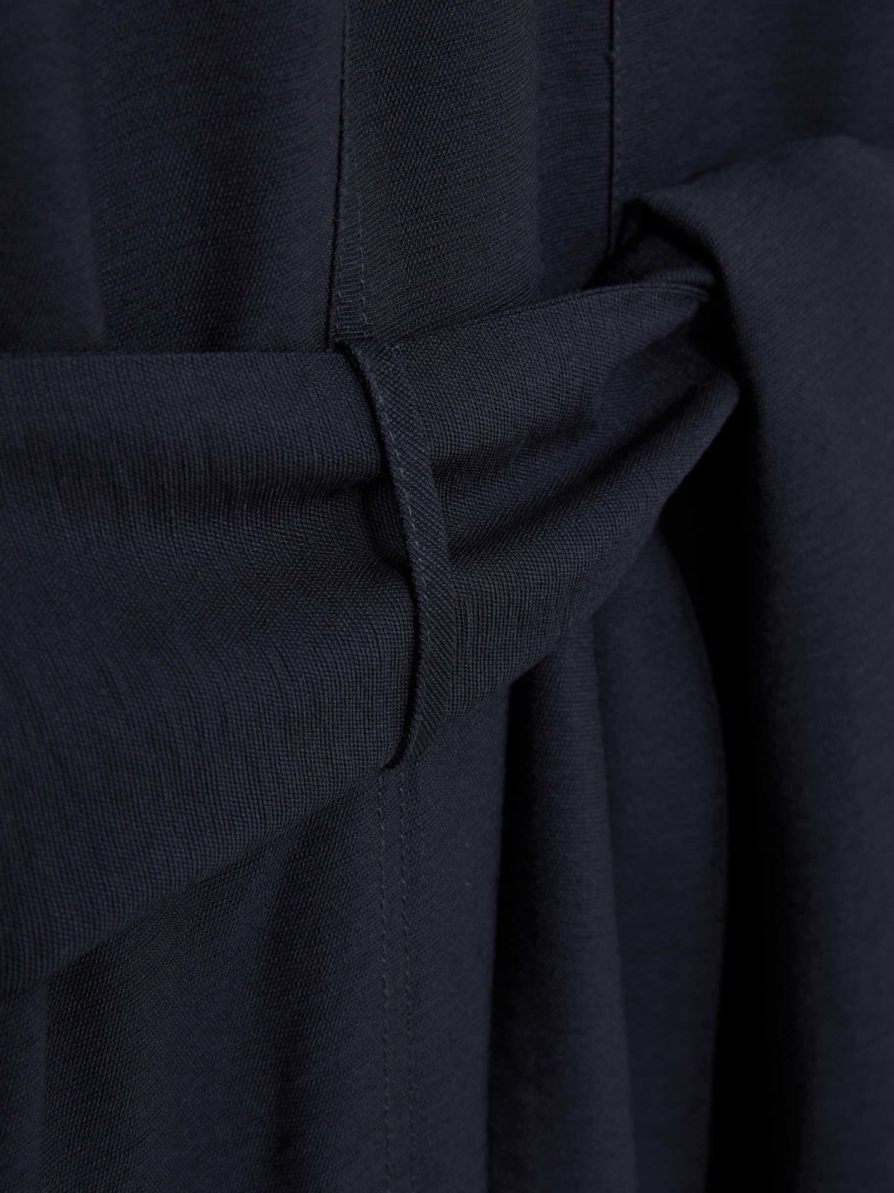 Long-Sleeve Belted Midi Dress in Navy - Image 5 of 5