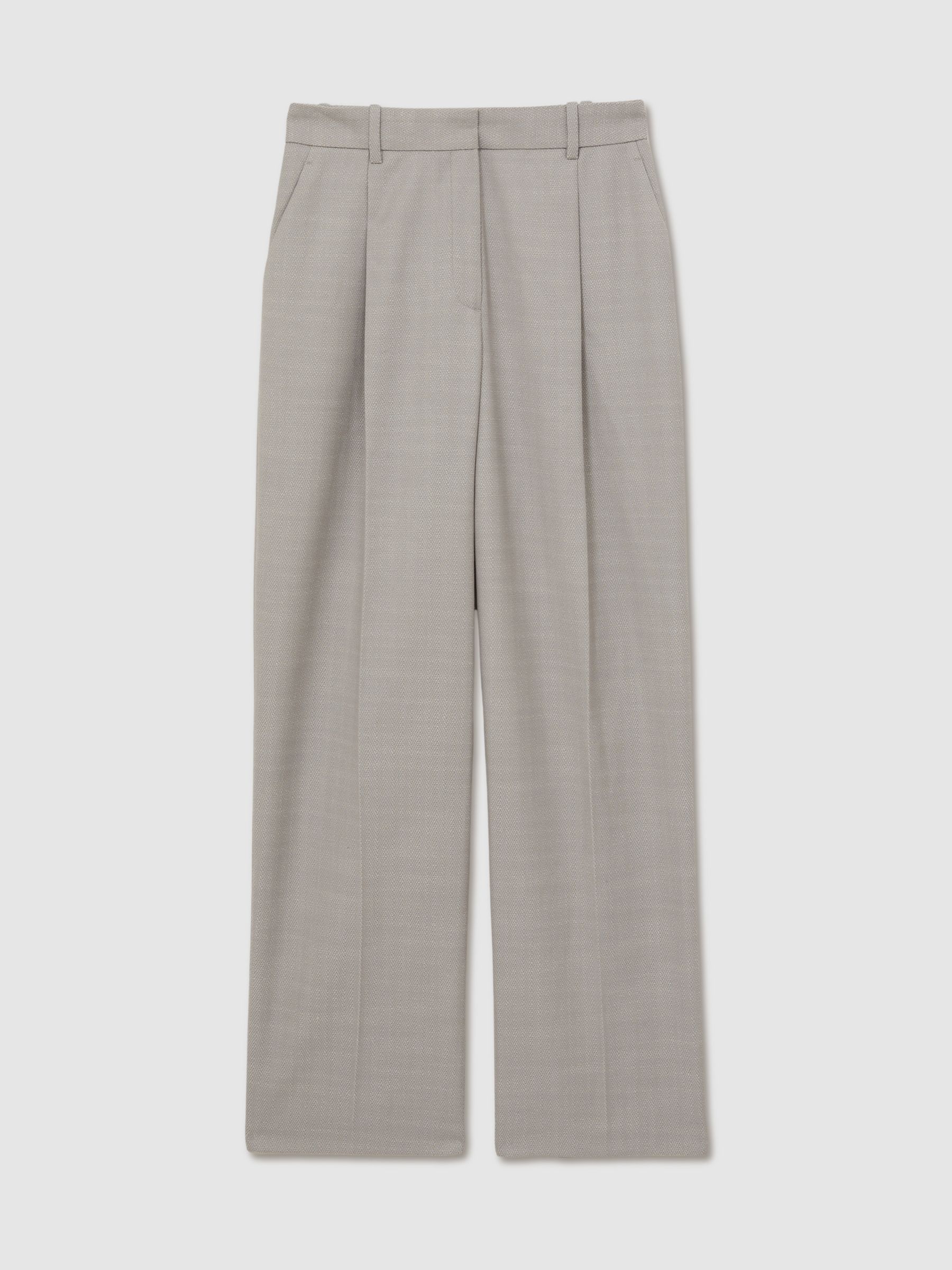 Petite Wool-Blend Wide-Leg Suit Trousers in Grey - Image 2 of 7