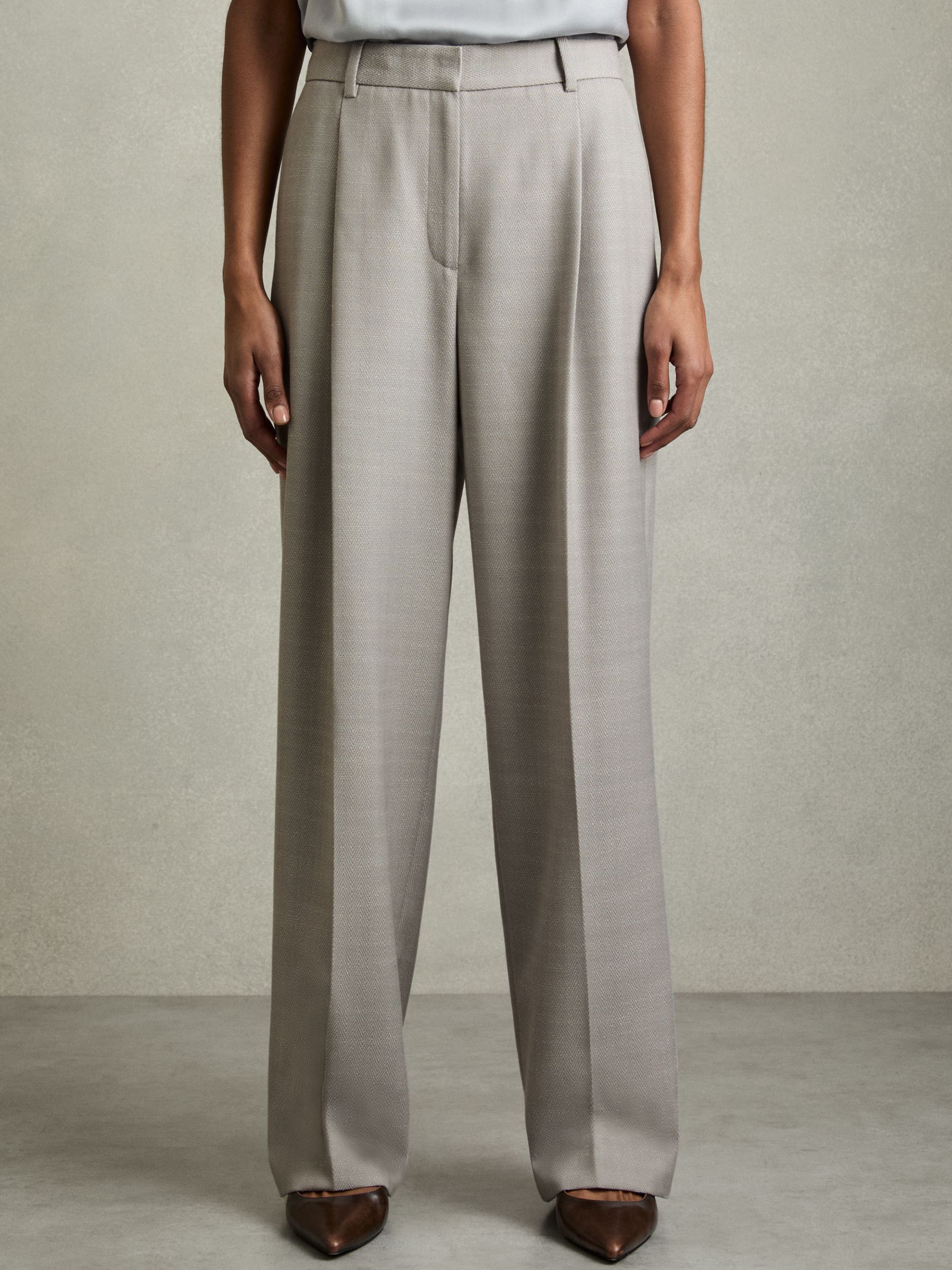 Petite Wool-Blend Wide-Leg Suit Trousers in Grey - Image 3 of 7