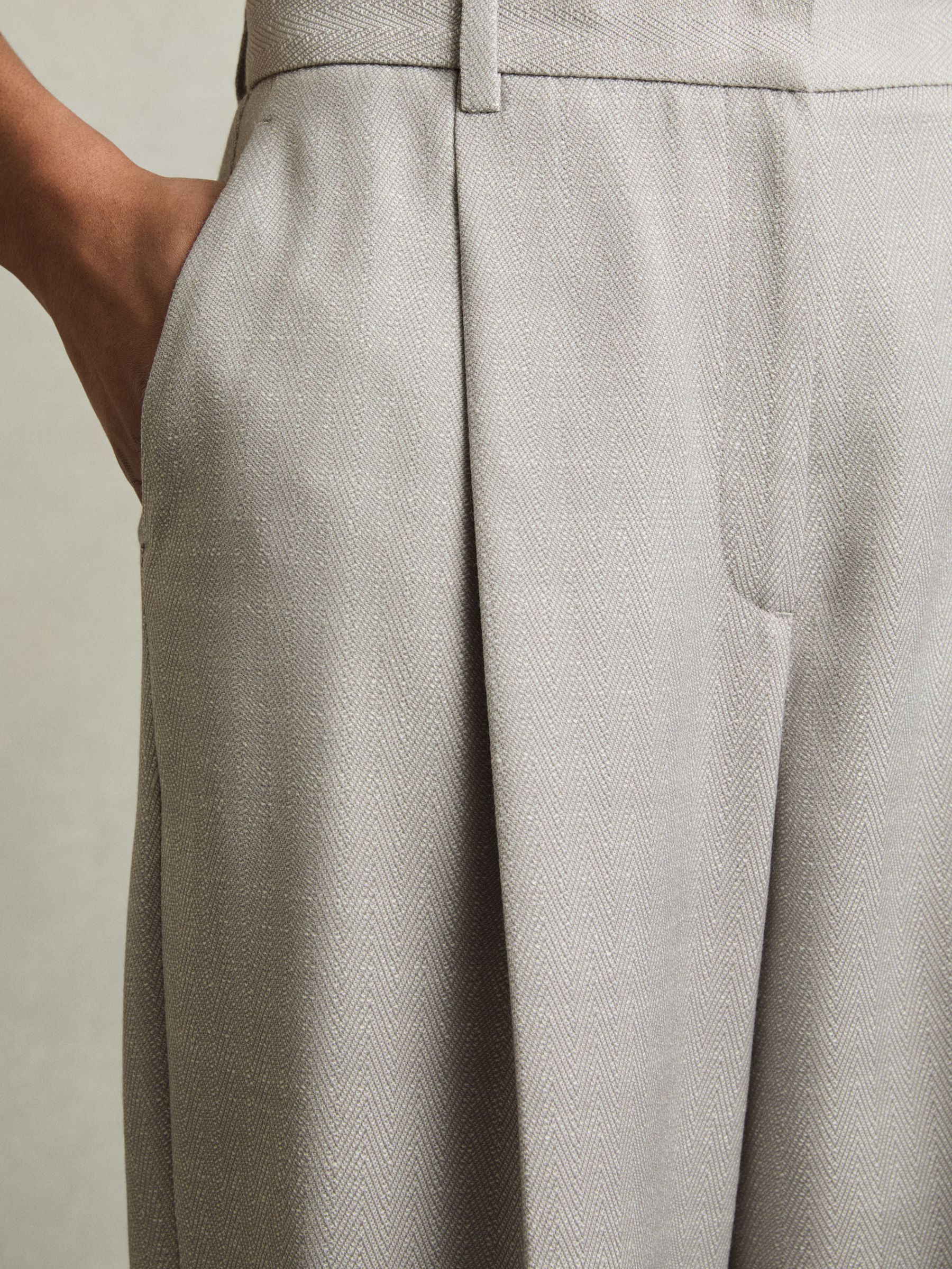 Petite Wool-Blend Wide-Leg Suit Trousers in Grey - Image 4 of 7
