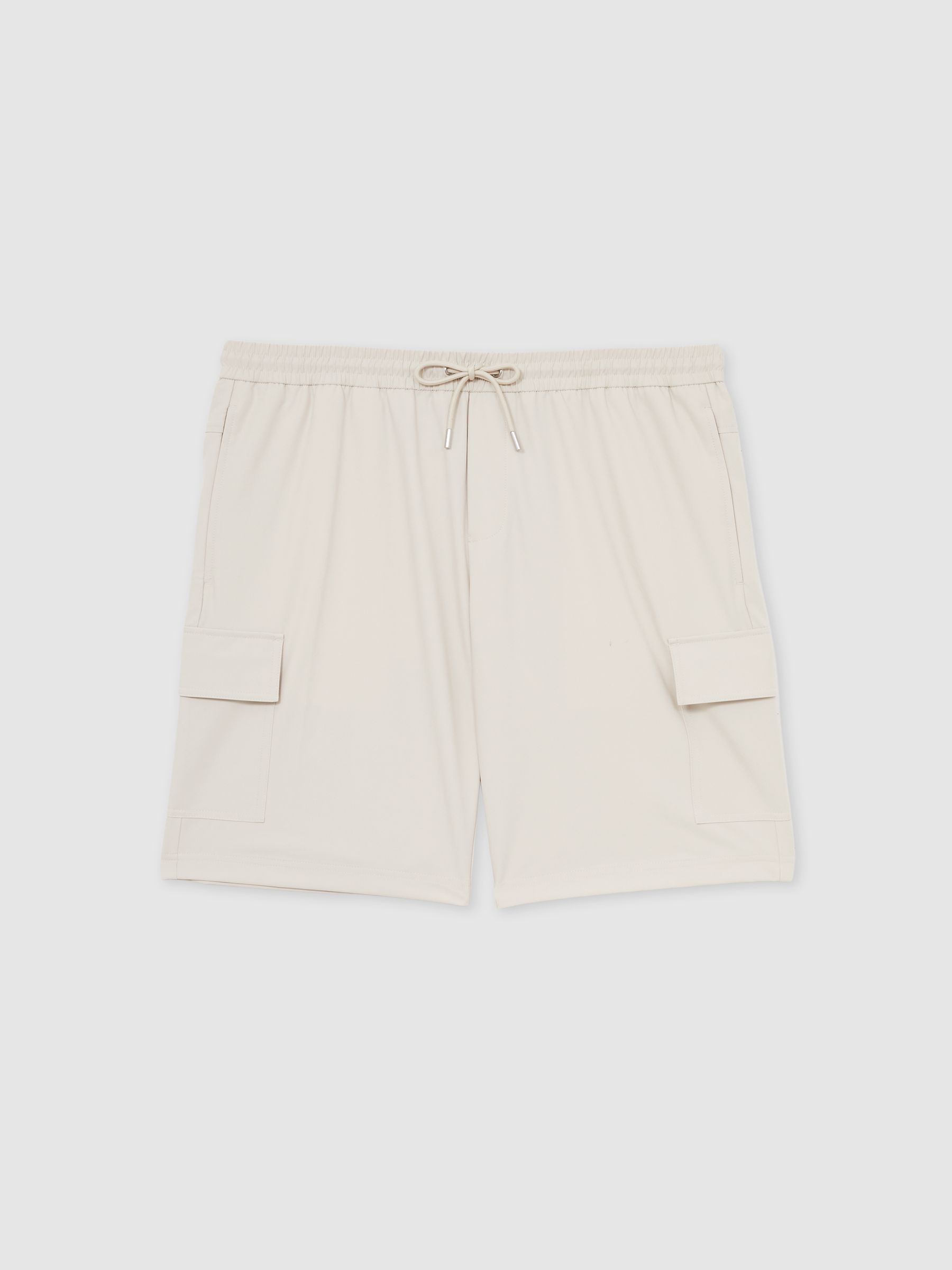 Drawstring Technical Cargo Shorts in Stone - Image 2 of 6