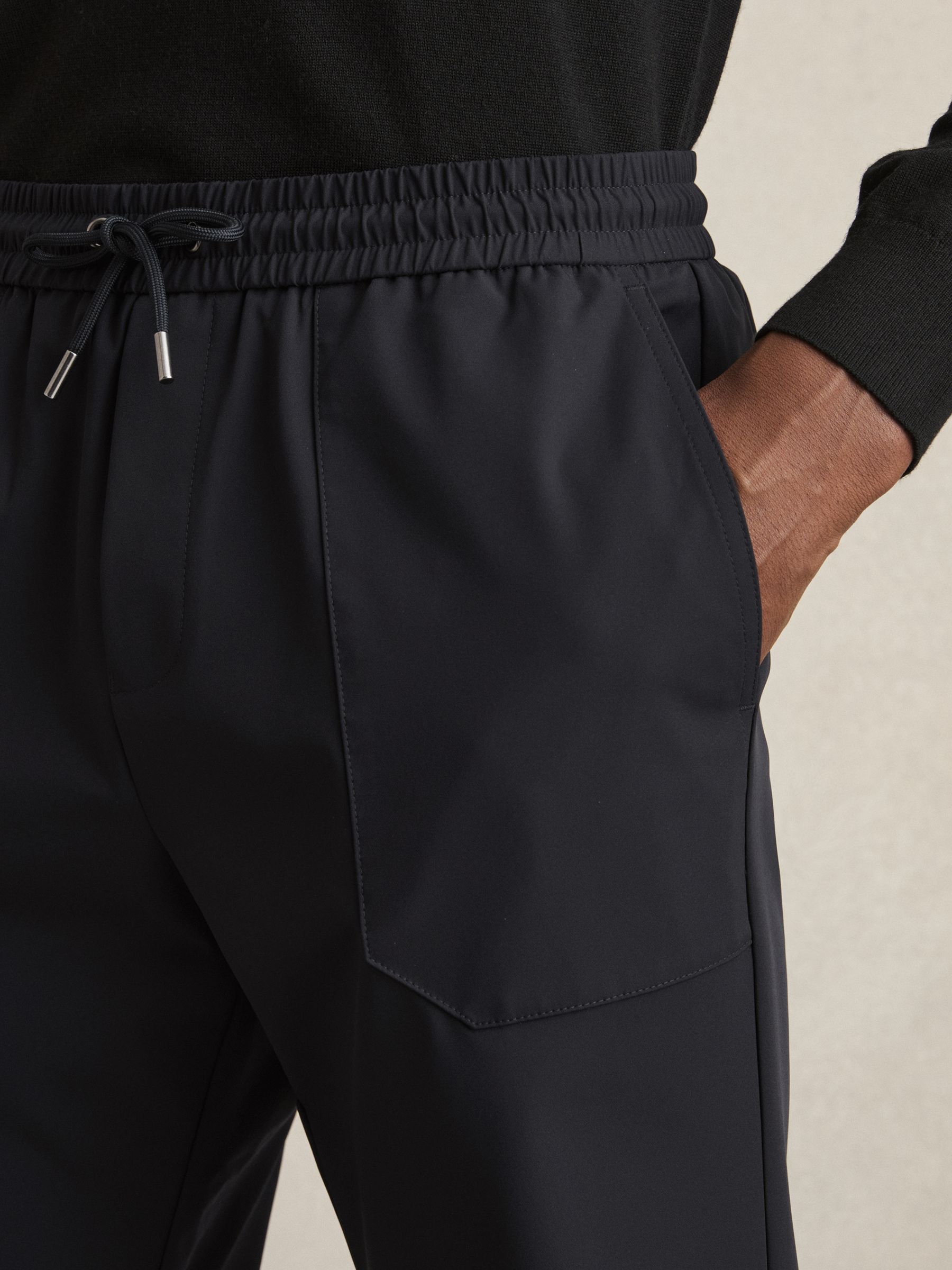 Drawstring Technical Cuffed Trousers in Navy - Image 4 of 7