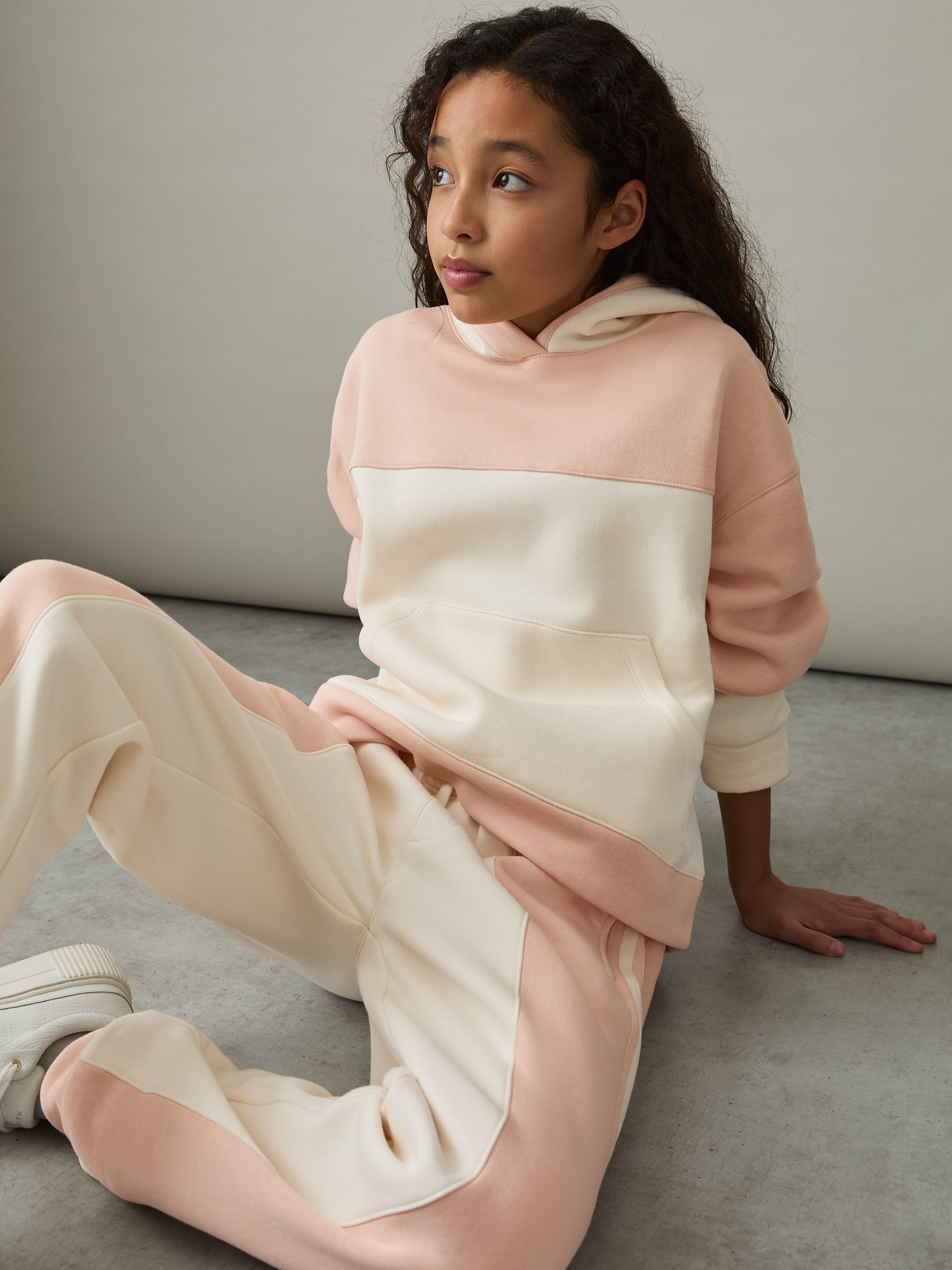 13-14 yrs Colour-Block Hoodie And Joggers Set in Pink - Image 3 of 5