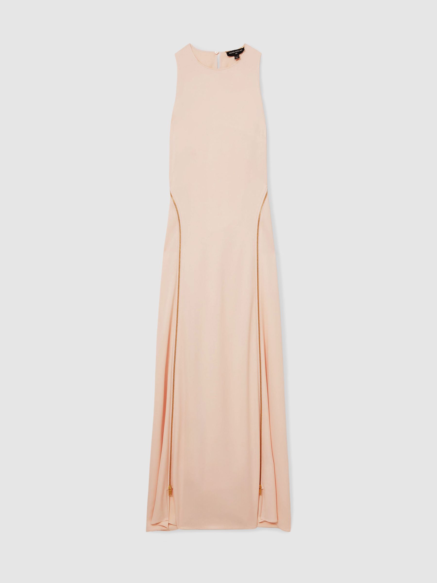 Atelier Zipped Satin Maxi Dress with Virgin Wool in Pink - Image 2 of 5